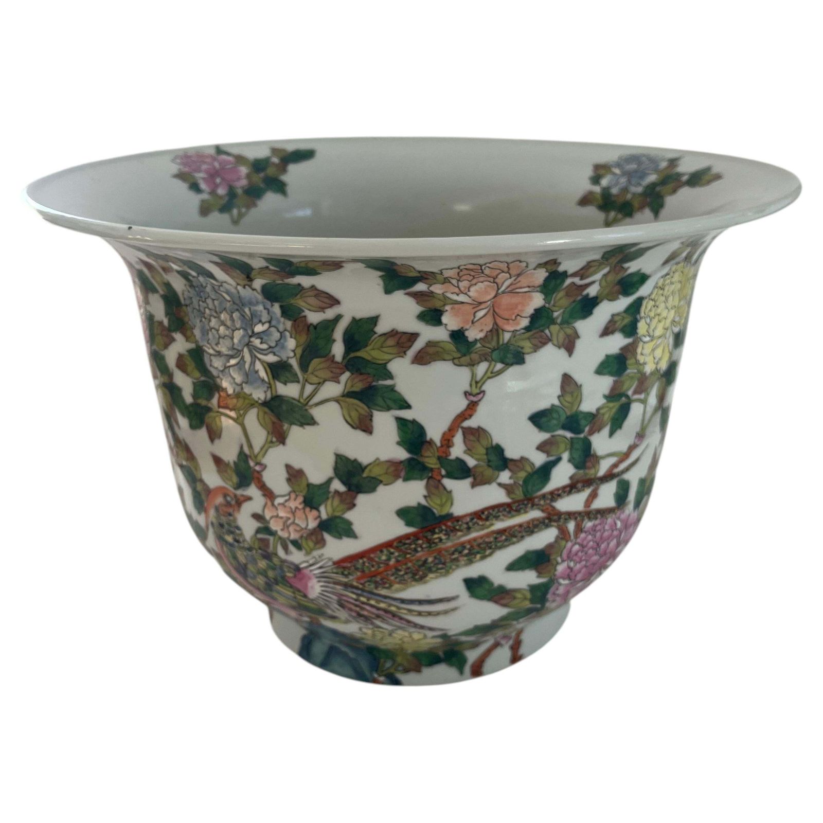 Chinese Export Porcelain Large Jardiniere, Famille Rose, Circa 1940 photo furniture