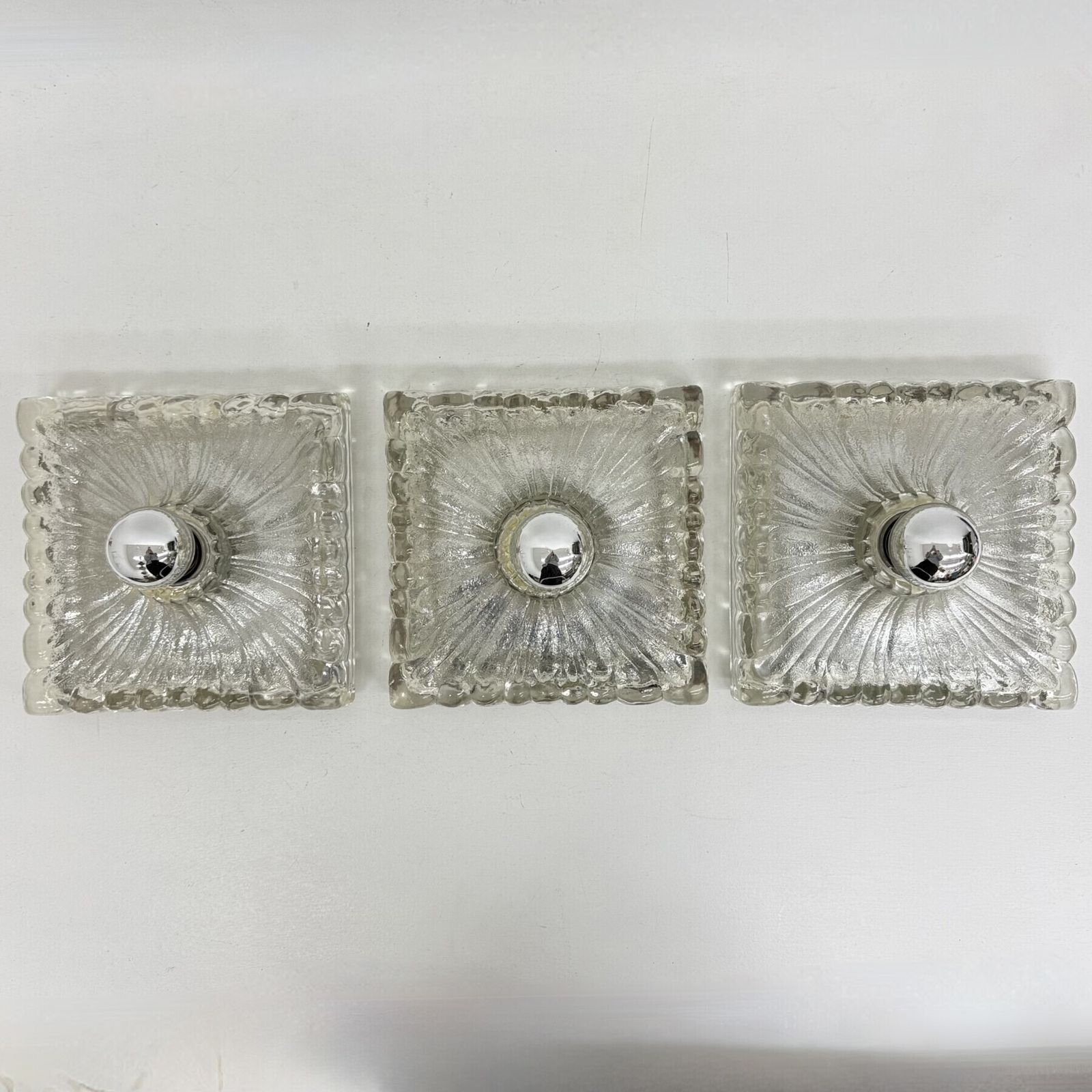 Lot de 3 appliques murales en verre givré Hustadt Leuchten, Allemagne, années 1970 photo buy