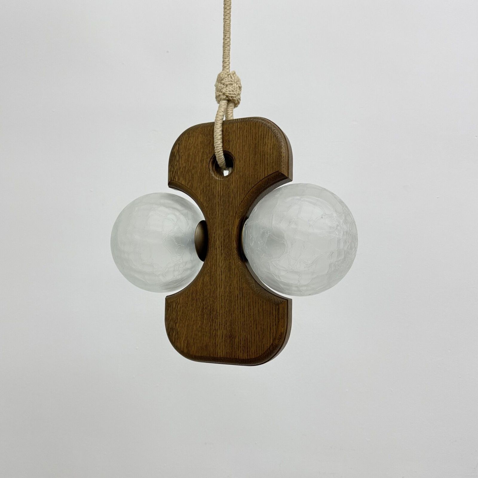 Mid Century Wooden Temde Leuchten Hanging Lamp With Glass Globes , 1970’s