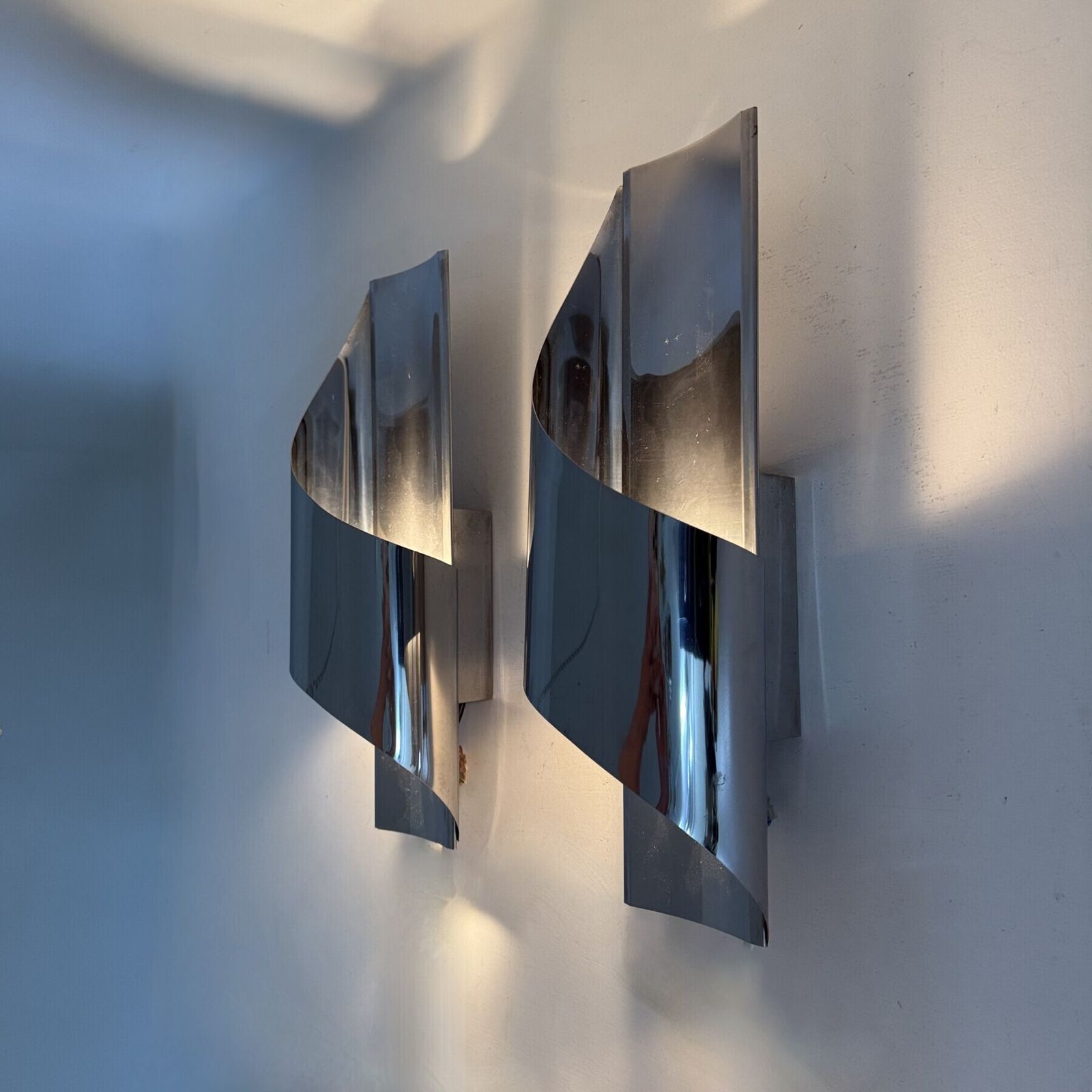 Set Of 2 Metal Italian Wall Lamps , 1970s photo buy
