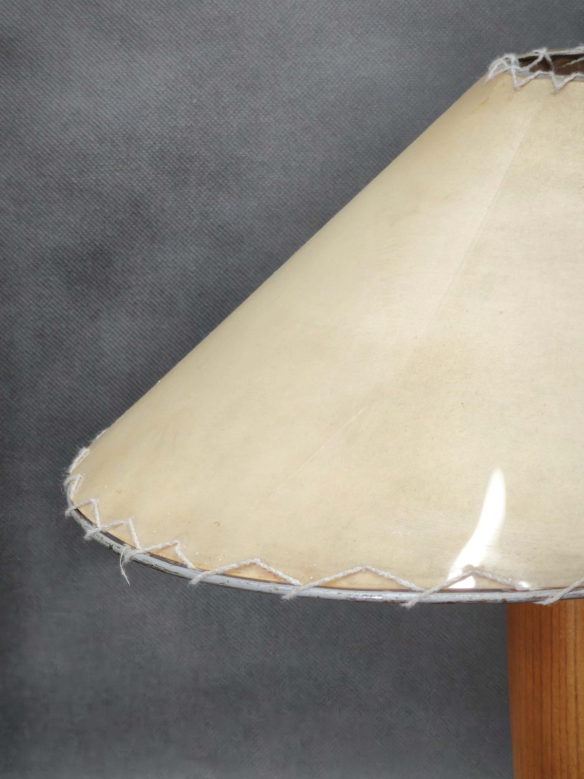 photo furniture 1960s Space Age Tripod Wood Table Lamp With Original Shade, Czechoslovakia