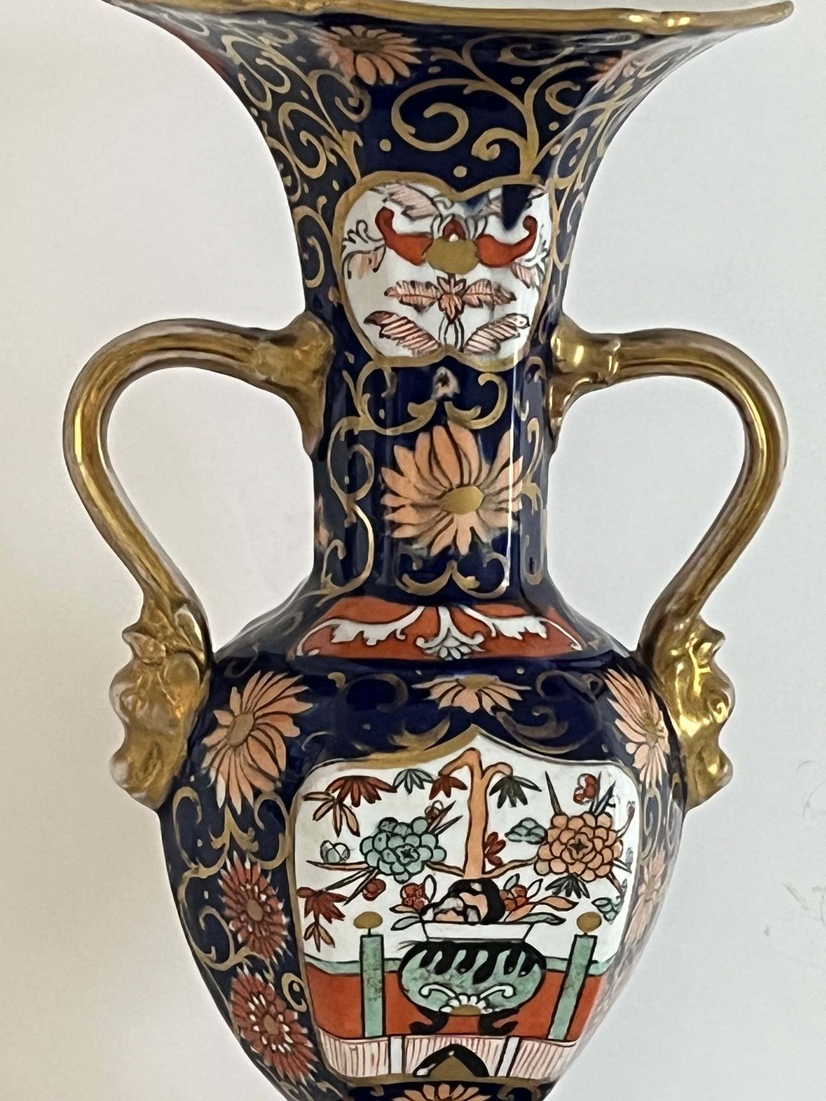 Mason's Ironstone Tall Vase In Blue Hawthorne Pattern Rare Shape, Circa 1830 photo Home Decor