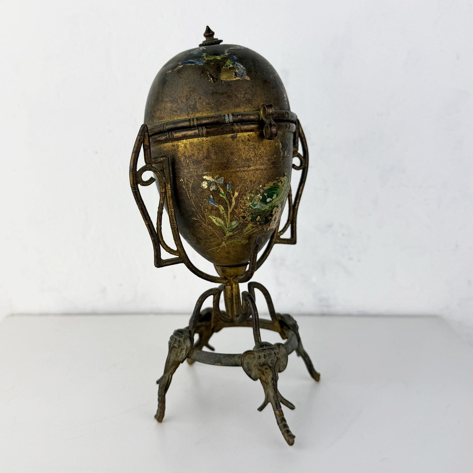 Rare Art Nouveau Egg Perfume Holder, Egg Shaped Box, Egg Casket photo furniture
