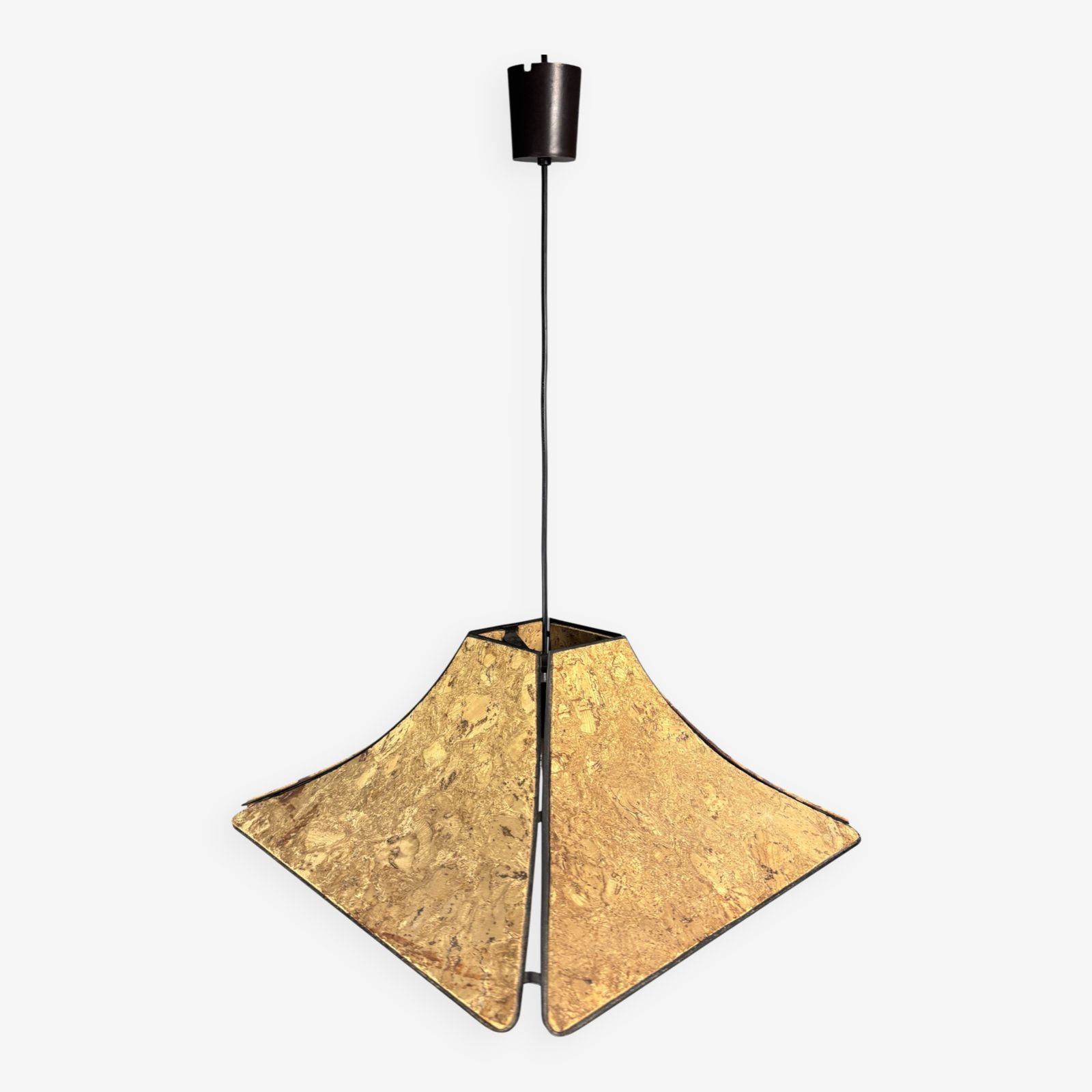 Lampe à suspension en liège mid-century, Allemagne, années 1970, dans le style de Ingo Maurer photo Luminaires