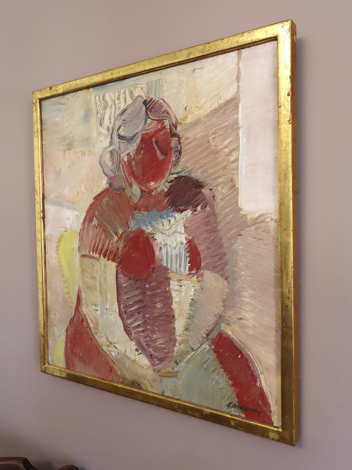 Portret in karmozijn, olieverfschilderij photo Kunst