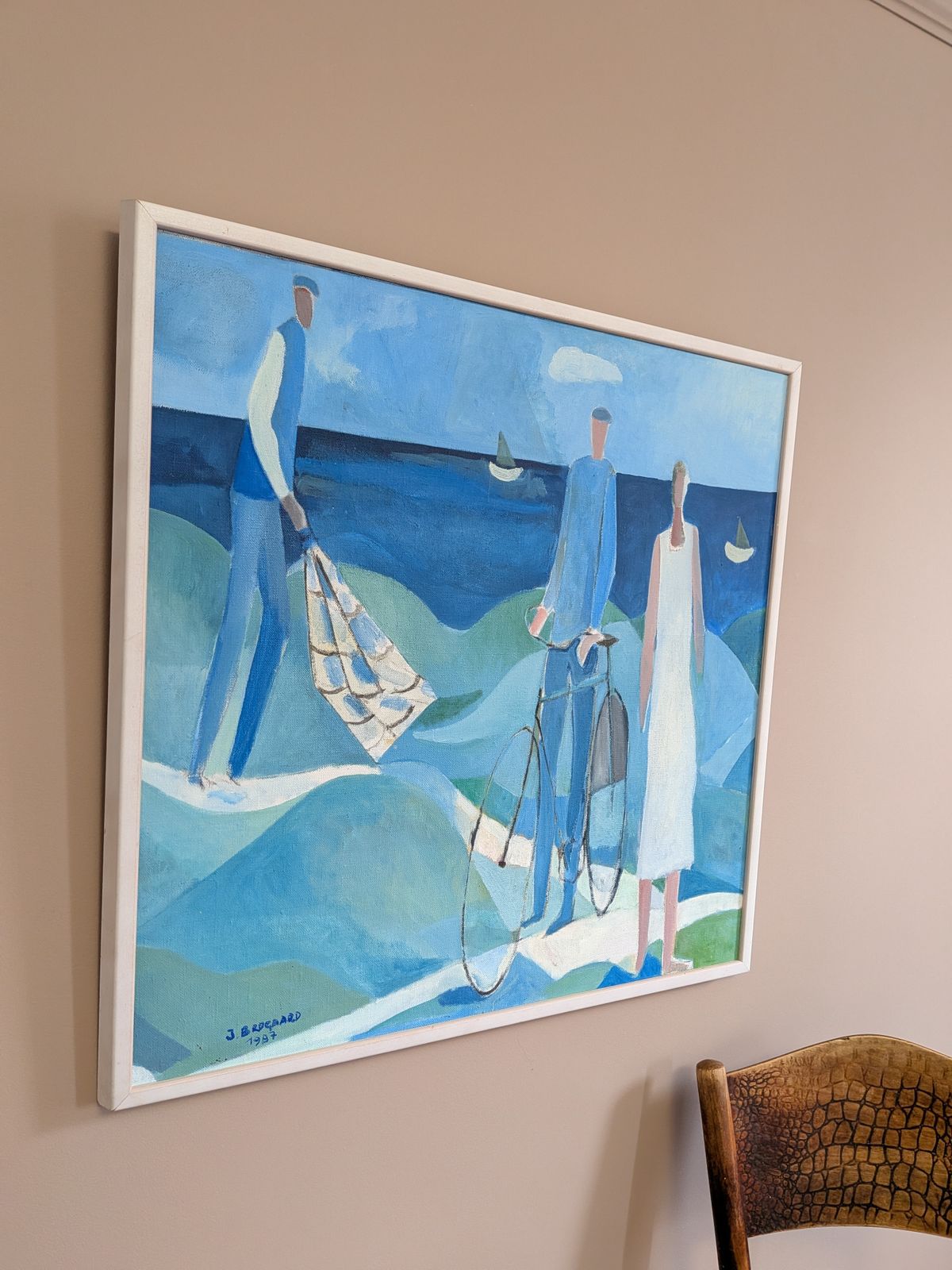Figures By The Sea In Oil Onto Canvas photo for sale