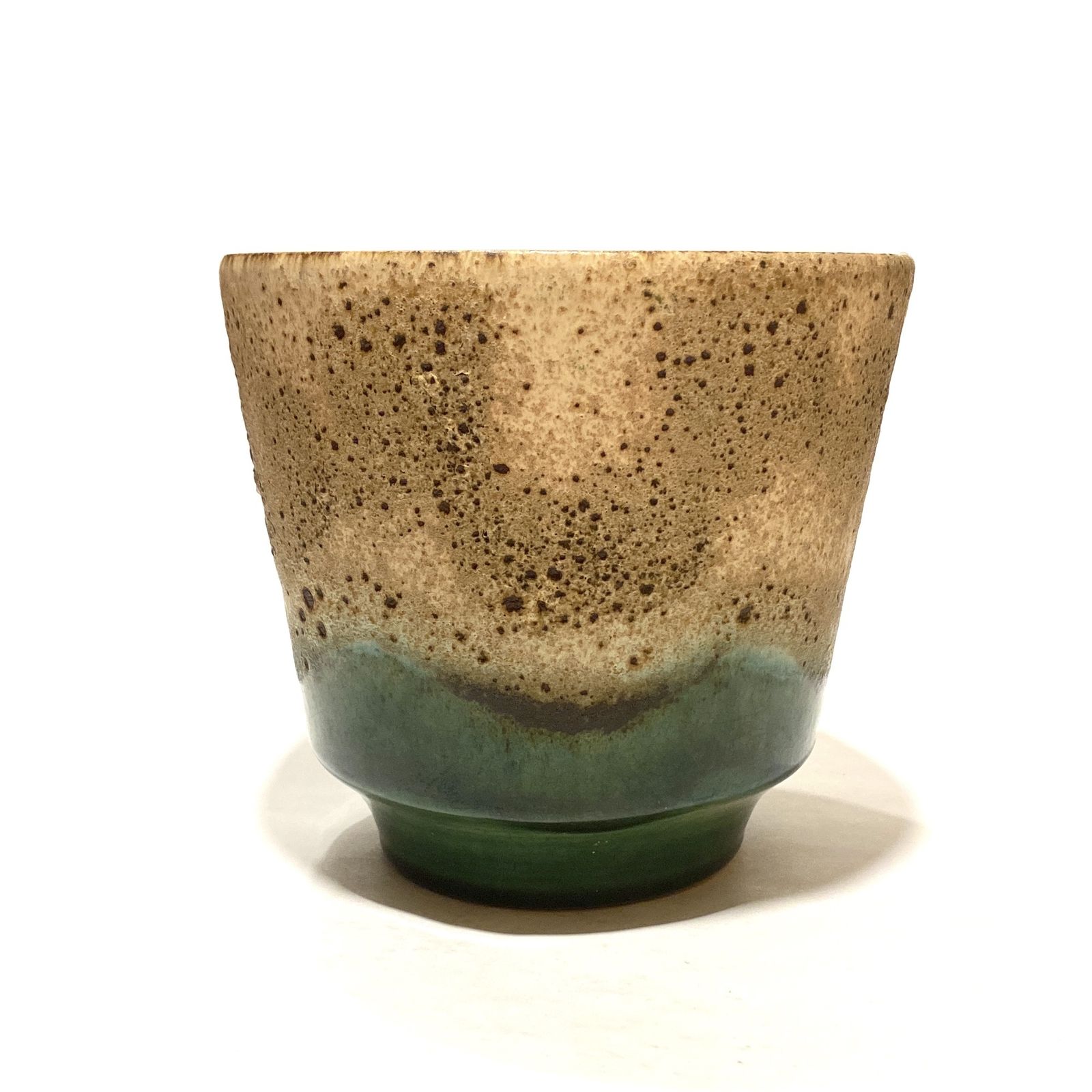 West German Pottery Planter In Green Fat Lava Glaze  Vintage 1970s Ceramic Plant Pot photo for sale