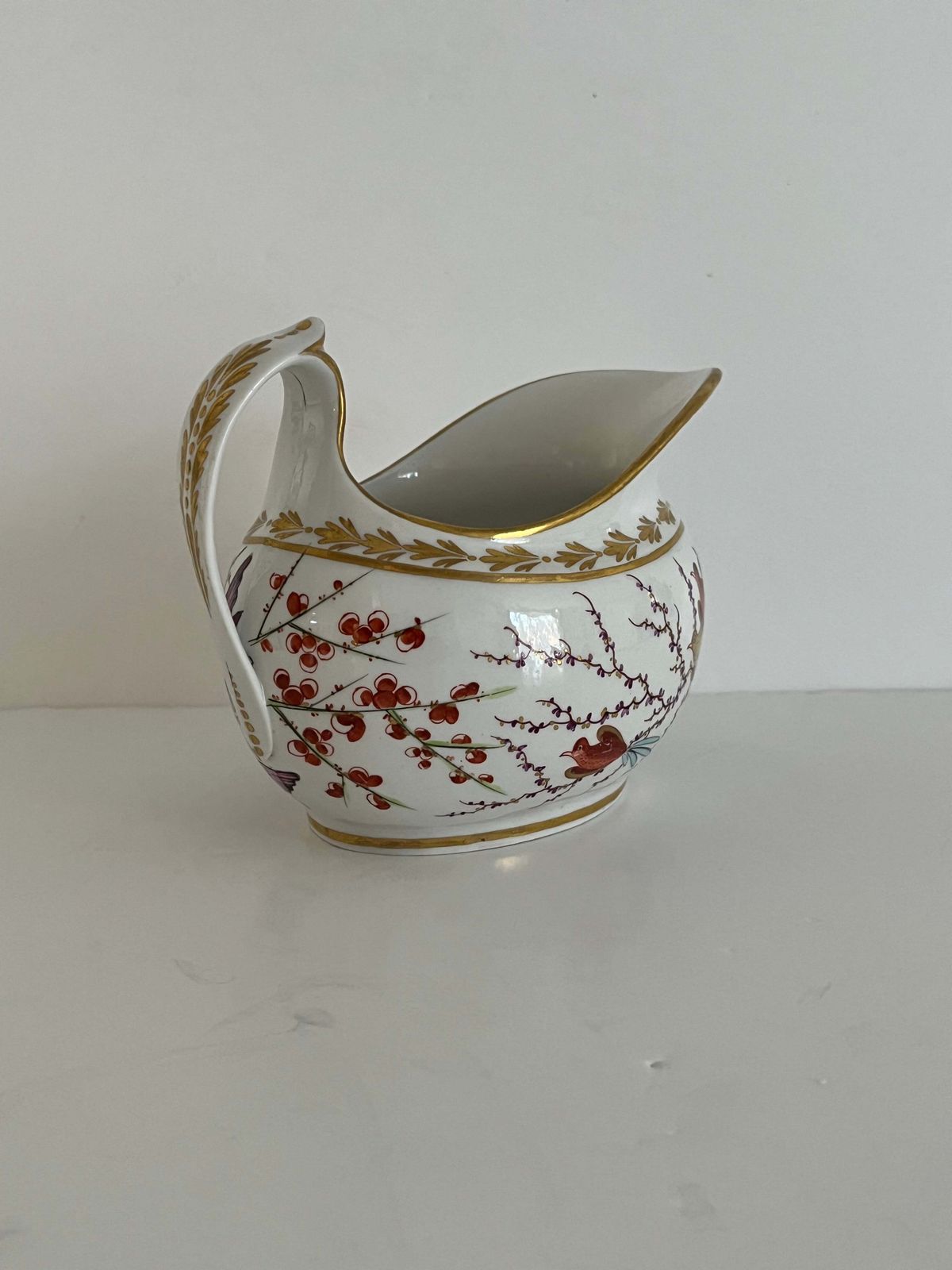 Worcester Bfb roomkannetje uit de collectie van Lord & Lady Flight, Ho Ho Birds, ca. 1810 photo 484.0