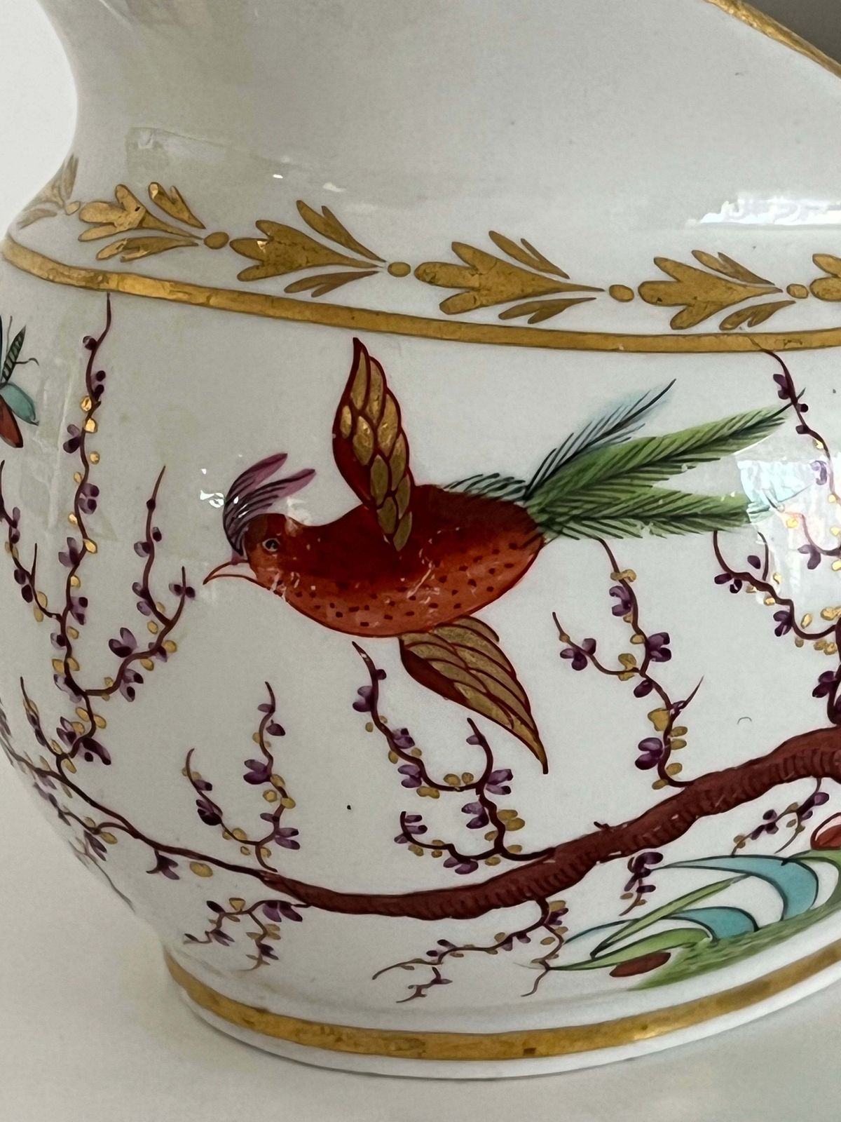 Worcester Bfb Cream Jug From Lord & Lady Flight Collection, Ho Ho Birds, Ca 1810 photo vintage