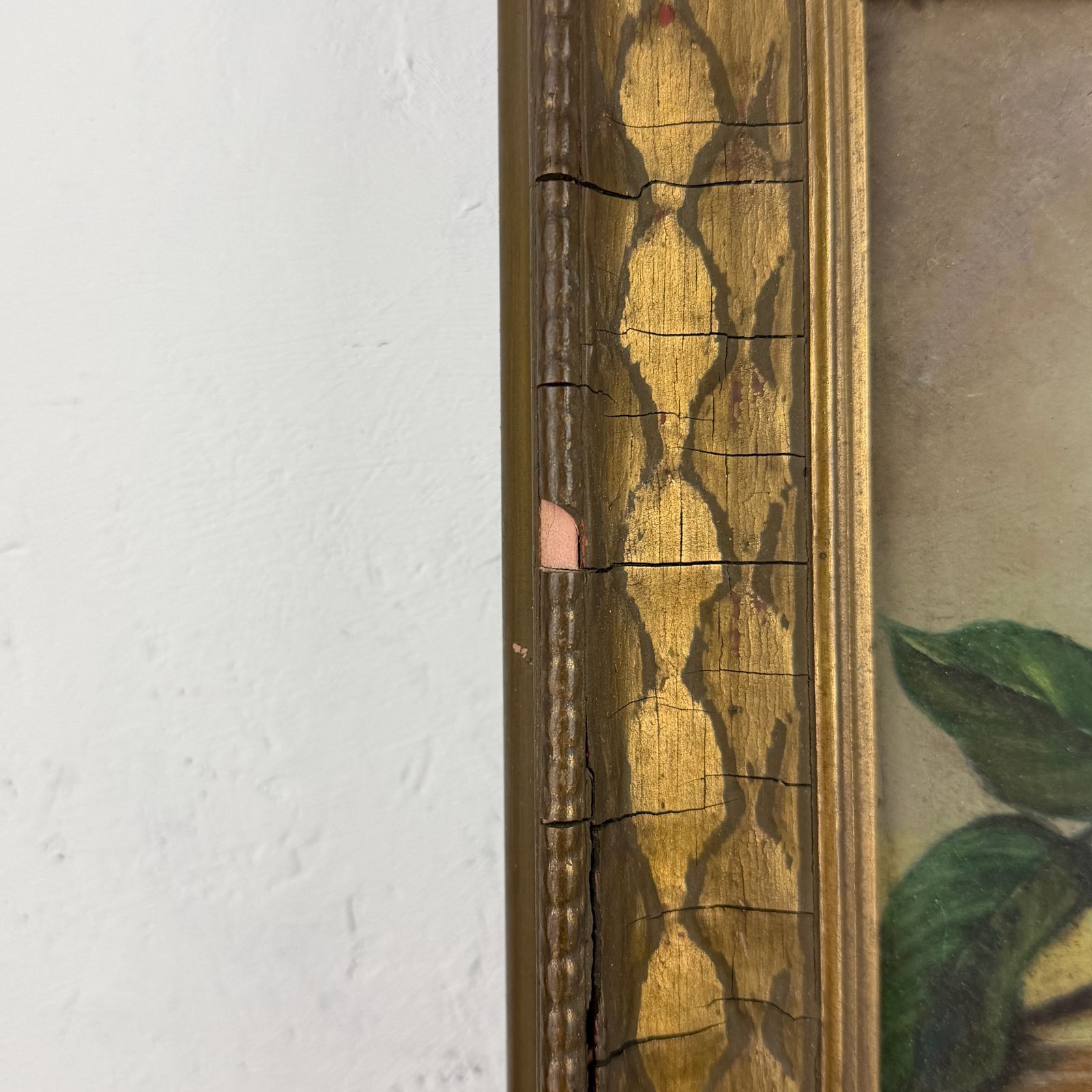 Antique Framed Painting, Original Floral Oil On Panel photo vintage