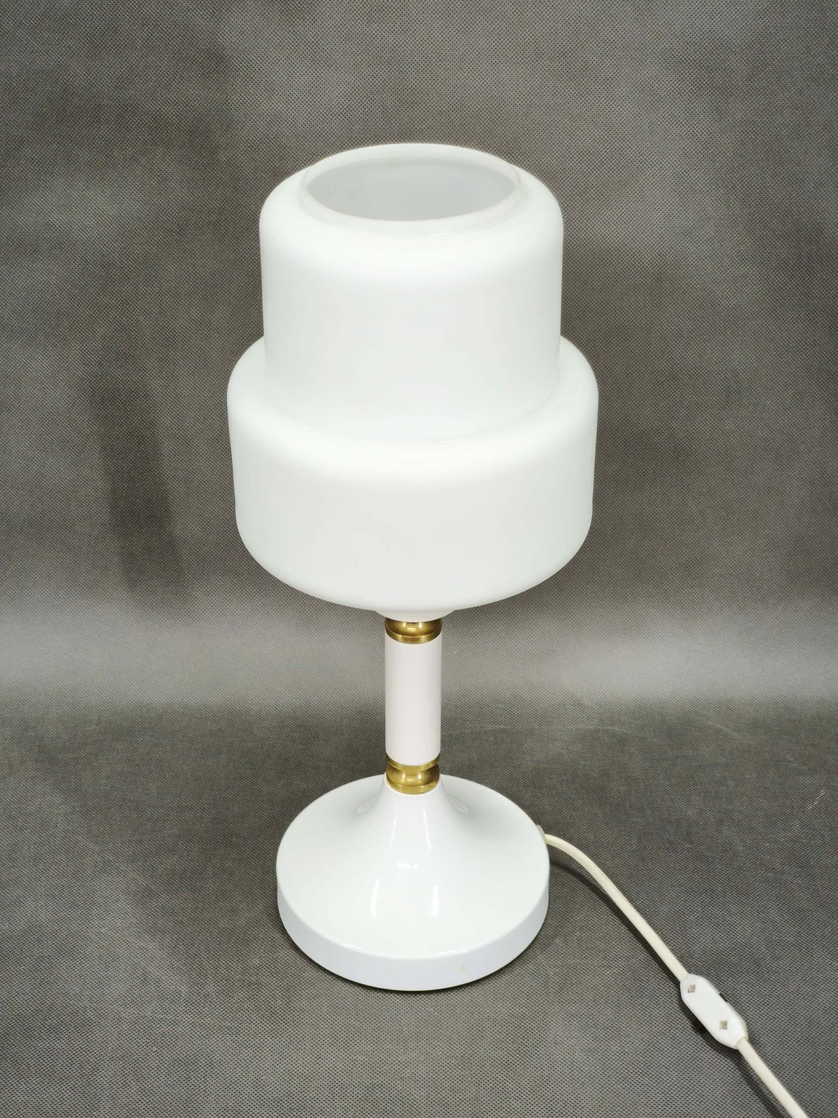 Drukov Opaline Glass And Brass Table Lamp, Czechoslovakia, 1970s photo furniture