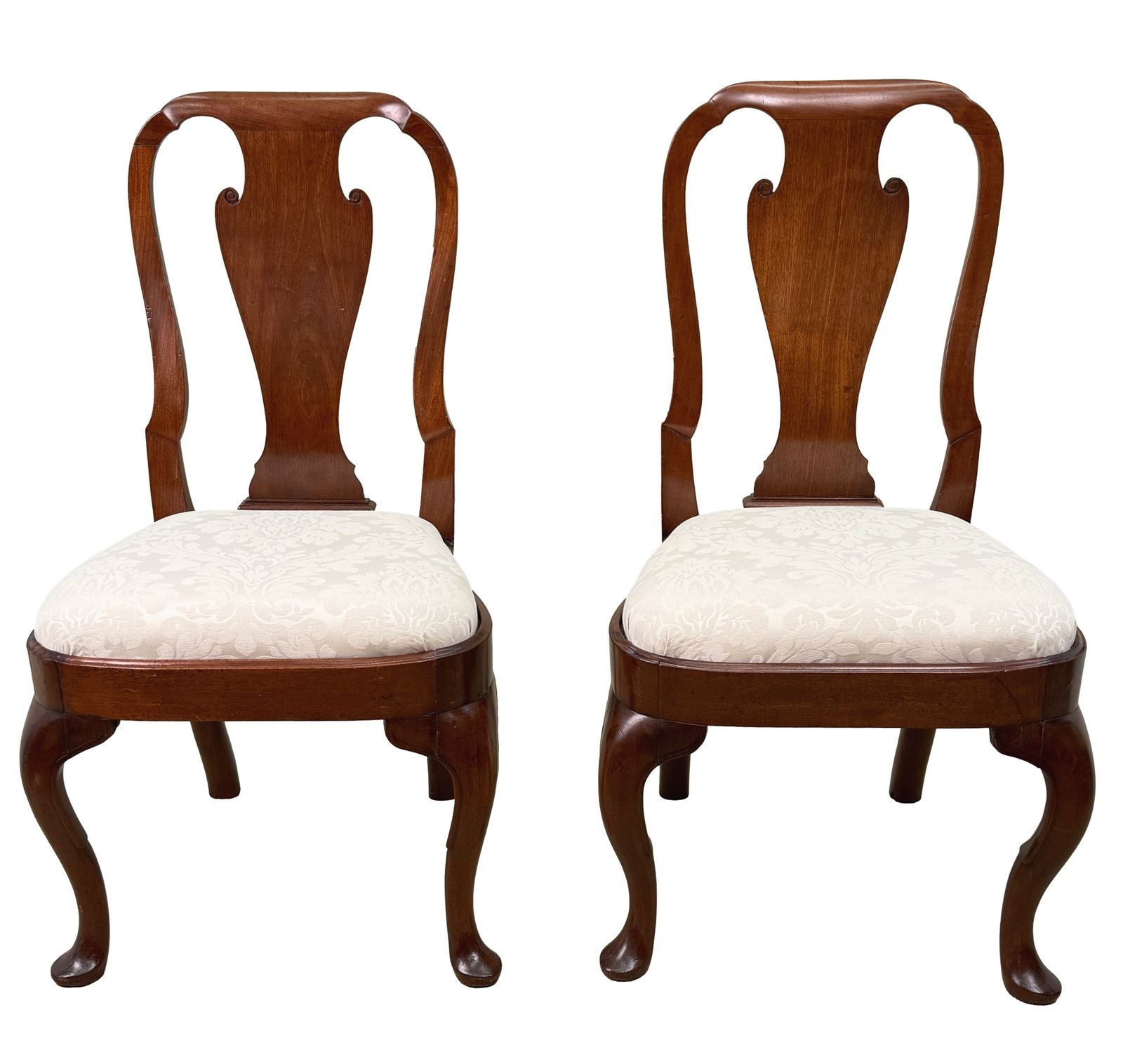 3895.0 Paire de chaises d'appoint en noyer d'époque Queen Anne (Angleterre, vers 1710) photo