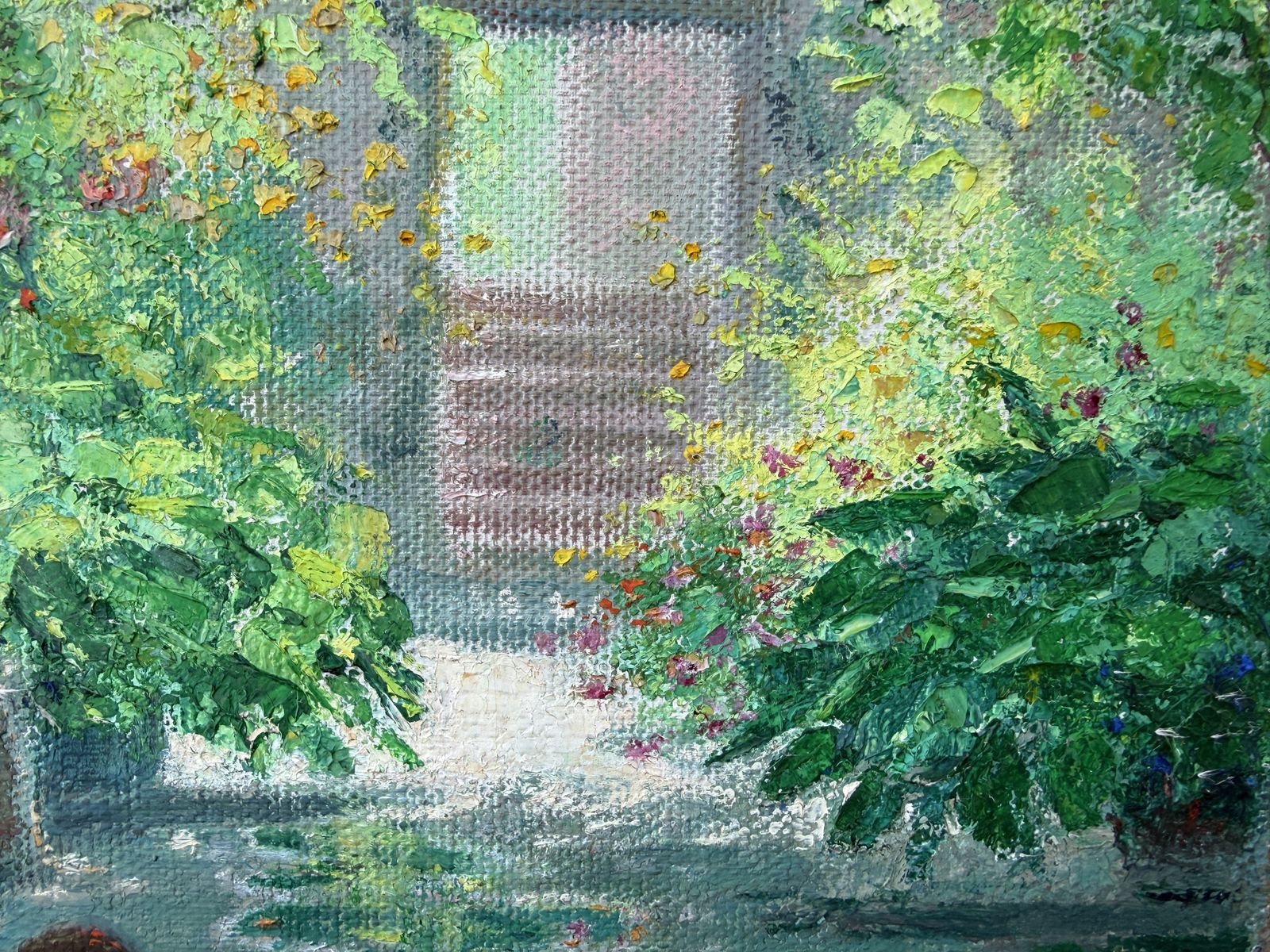 Ramón Gimbert Mediterranean Catalan Interior Garden Post Impressionist Oil Painting Spain 1940s photo vinterior