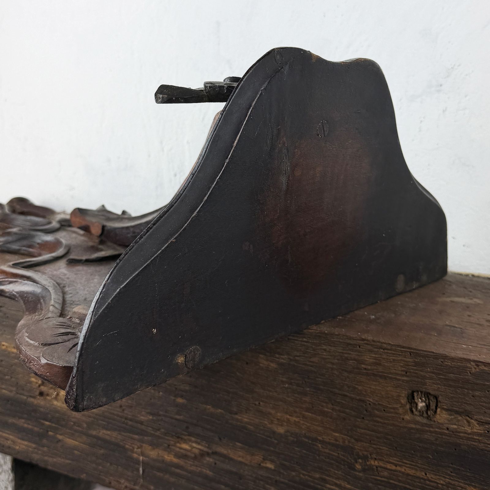 Furniture Art Nouveau Shelf, Italian Liberty Carved Wood Wall Bracket, Jugendstil photo