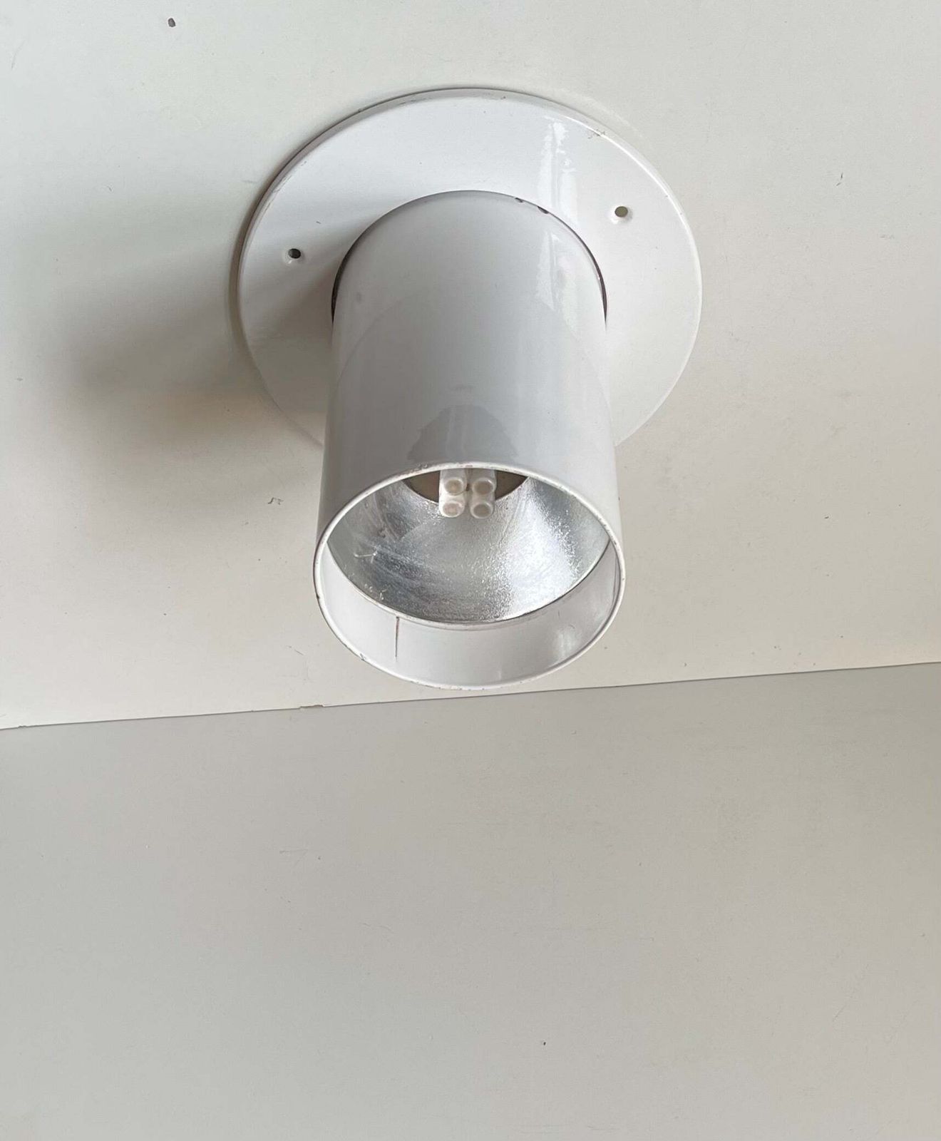 White Minimalist Pipe Built On Ceiling Lamp By Friis & Moltke For Lampas, 1970s photo vinterior