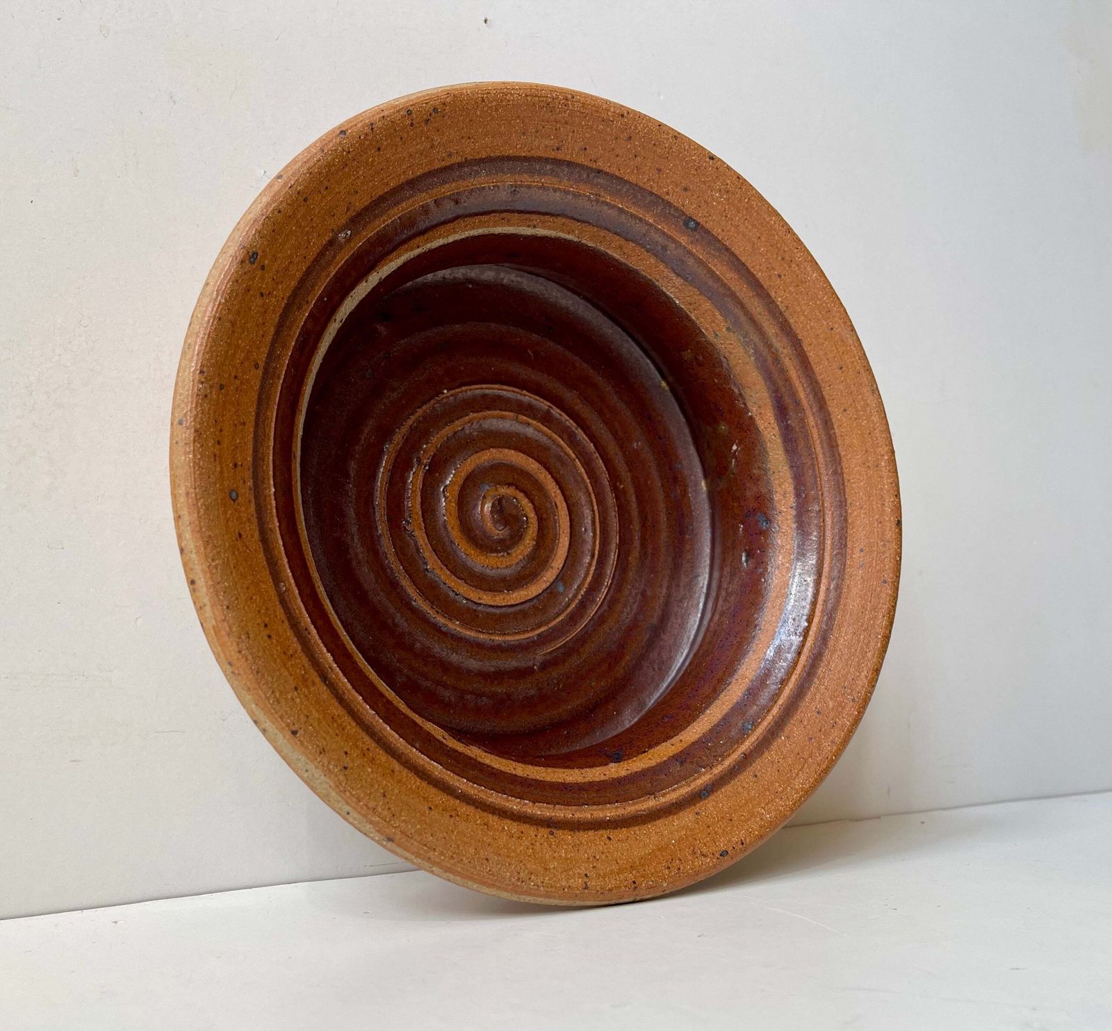 Danish Modern Tue Poulsen Stoneware Dish With Spiral Glaze, 1970s photo 278.0