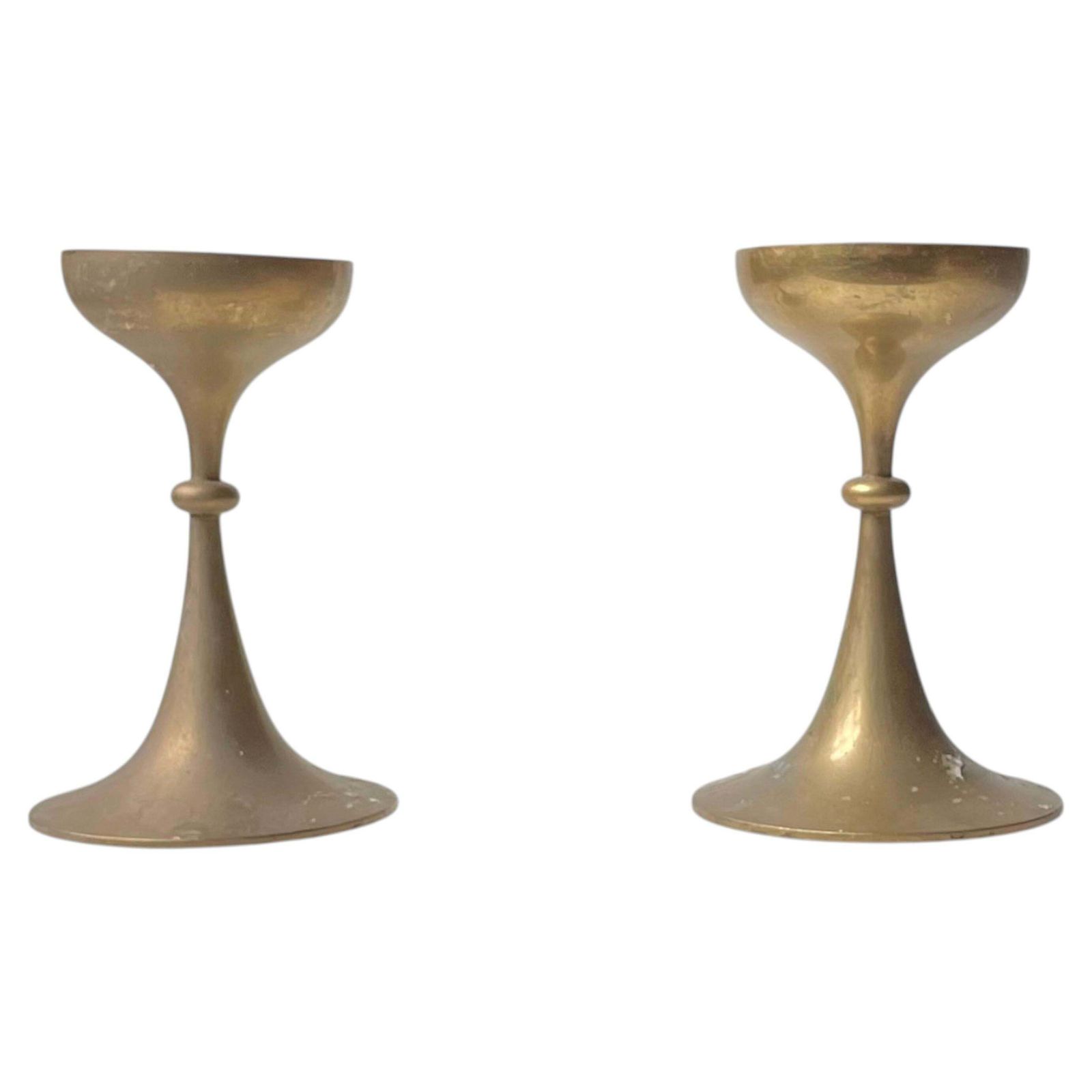 Mid-century Scandinavian kandelaars in messing, jaren 1960, set van 2
