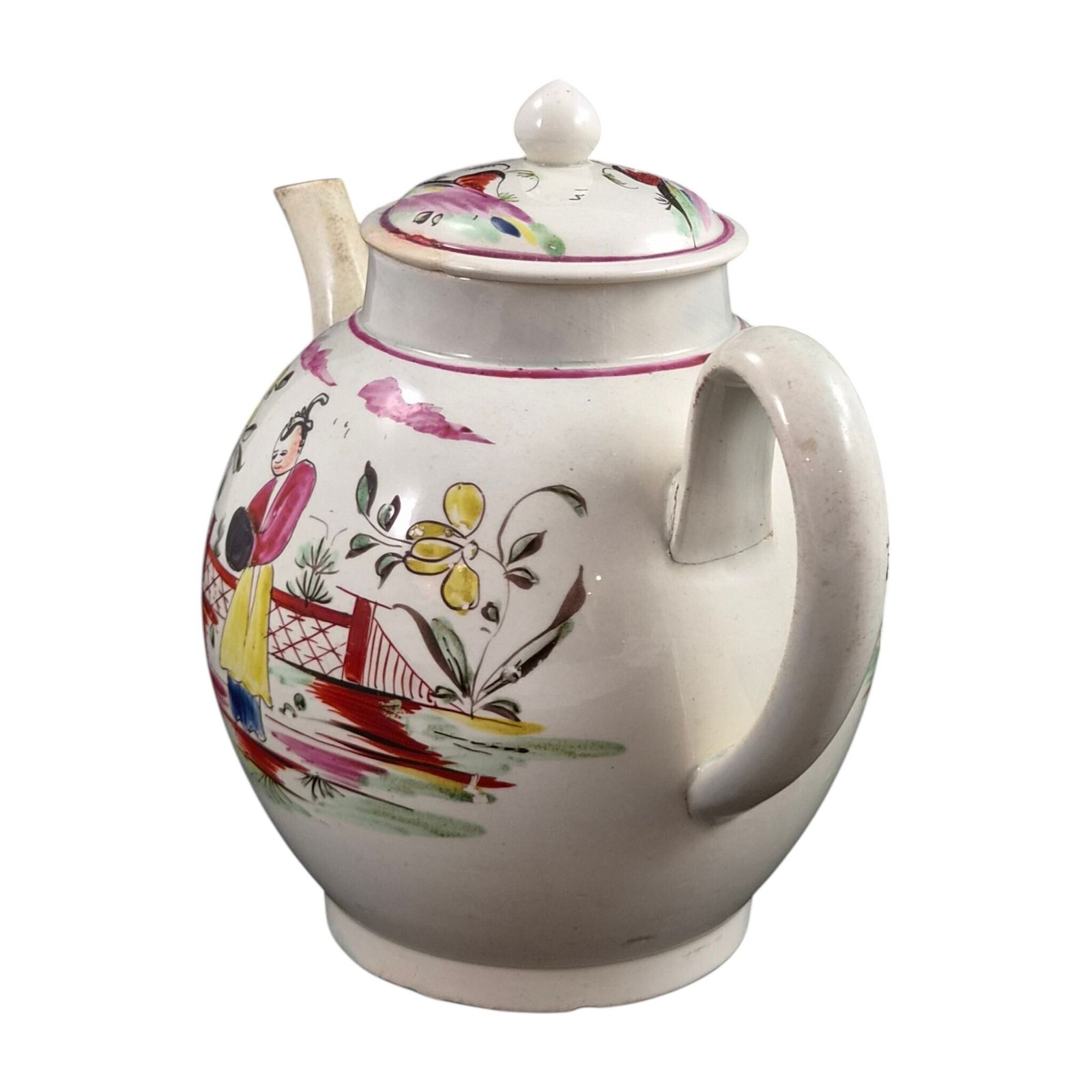 Zeldzame 18e-eeuwse chinoiserie creamware theepot, waarschijnlijk Engels photo furniture