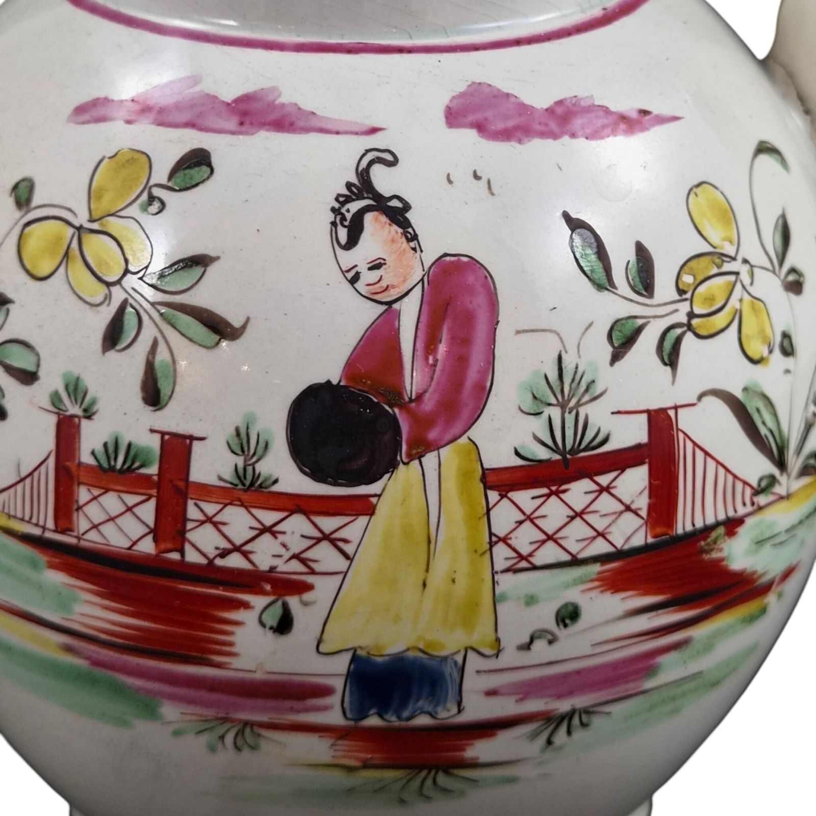 Zeldzame 18e-eeuwse chinoiserie creamware theepot, waarschijnlijk Engels photo buy