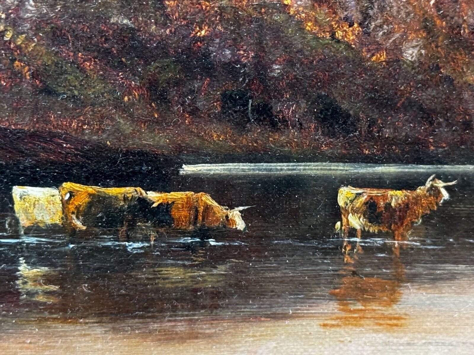 photo vinterior Alfred De Breanski Jr Signed Lake Windermere Cattle Landscape Oil Painting