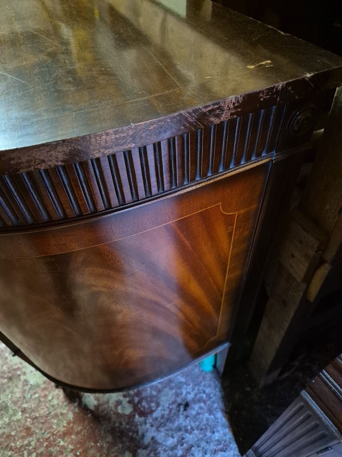 Vintage Art Deco Style Flame Mahogany Double Door Sideboard photo Furniture