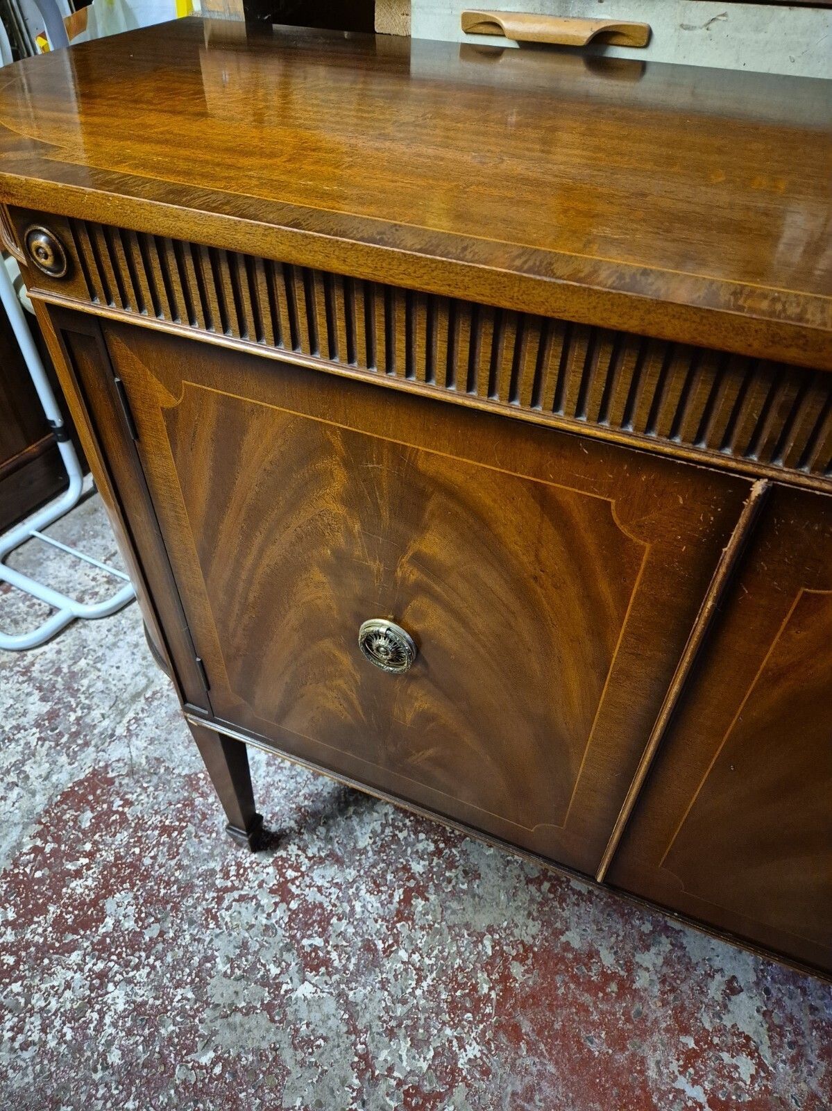 Vintage Art Deco Style Flame Mahogany Double Door Sideboard photo vintage