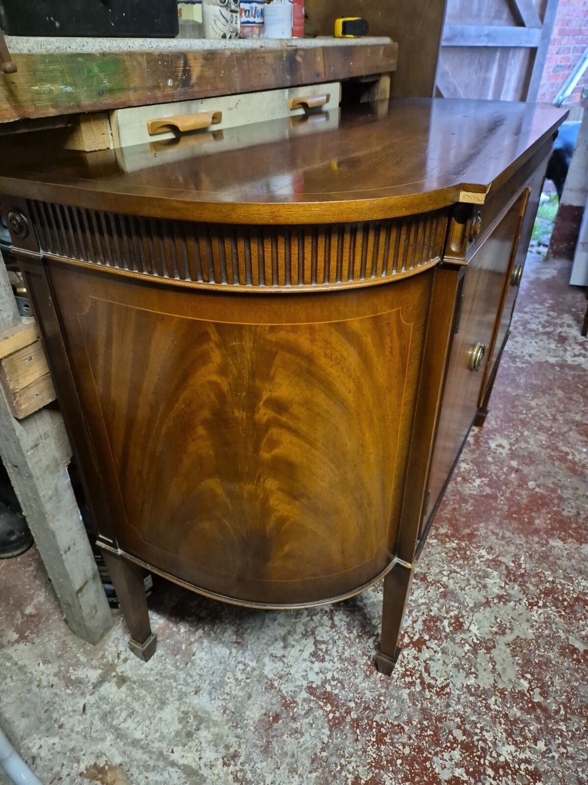 photo for sale Vintage Art Deco Style Flame Mahogany Double Door Sideboard