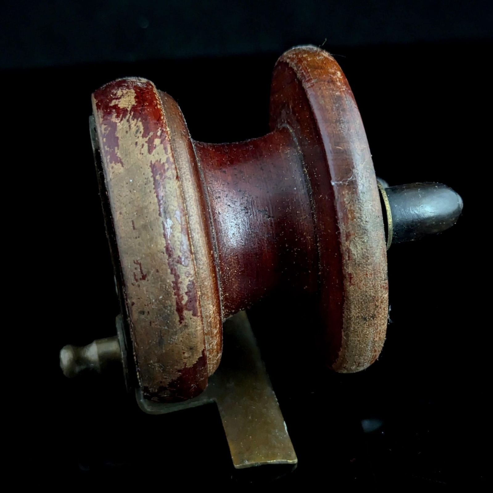 Antiek vroeg Allcocks brede trommel vishengelmolen van hout en messing photo buy