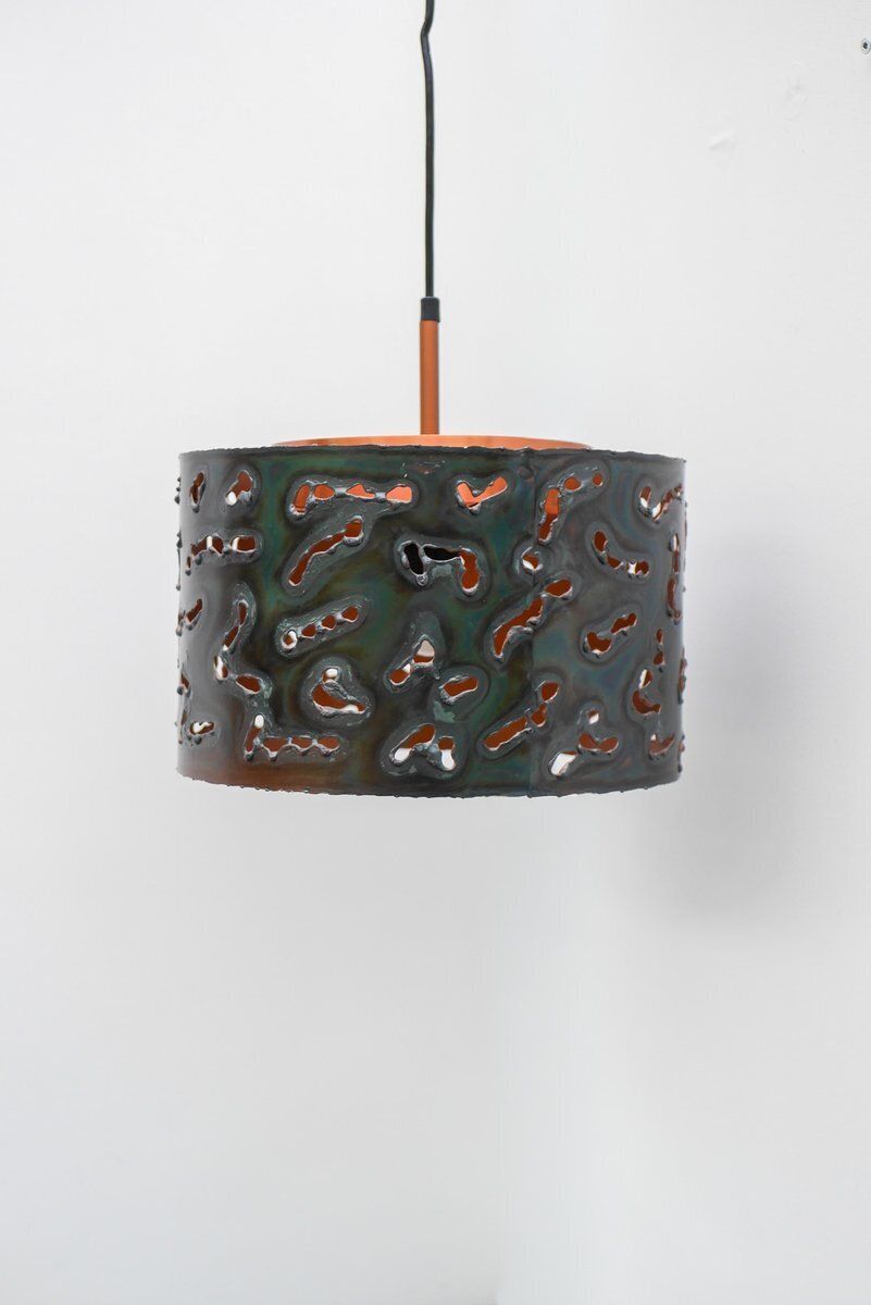 Brutalistische koperen hanglamp van Boréns, jaren 1970 photo Verlichting