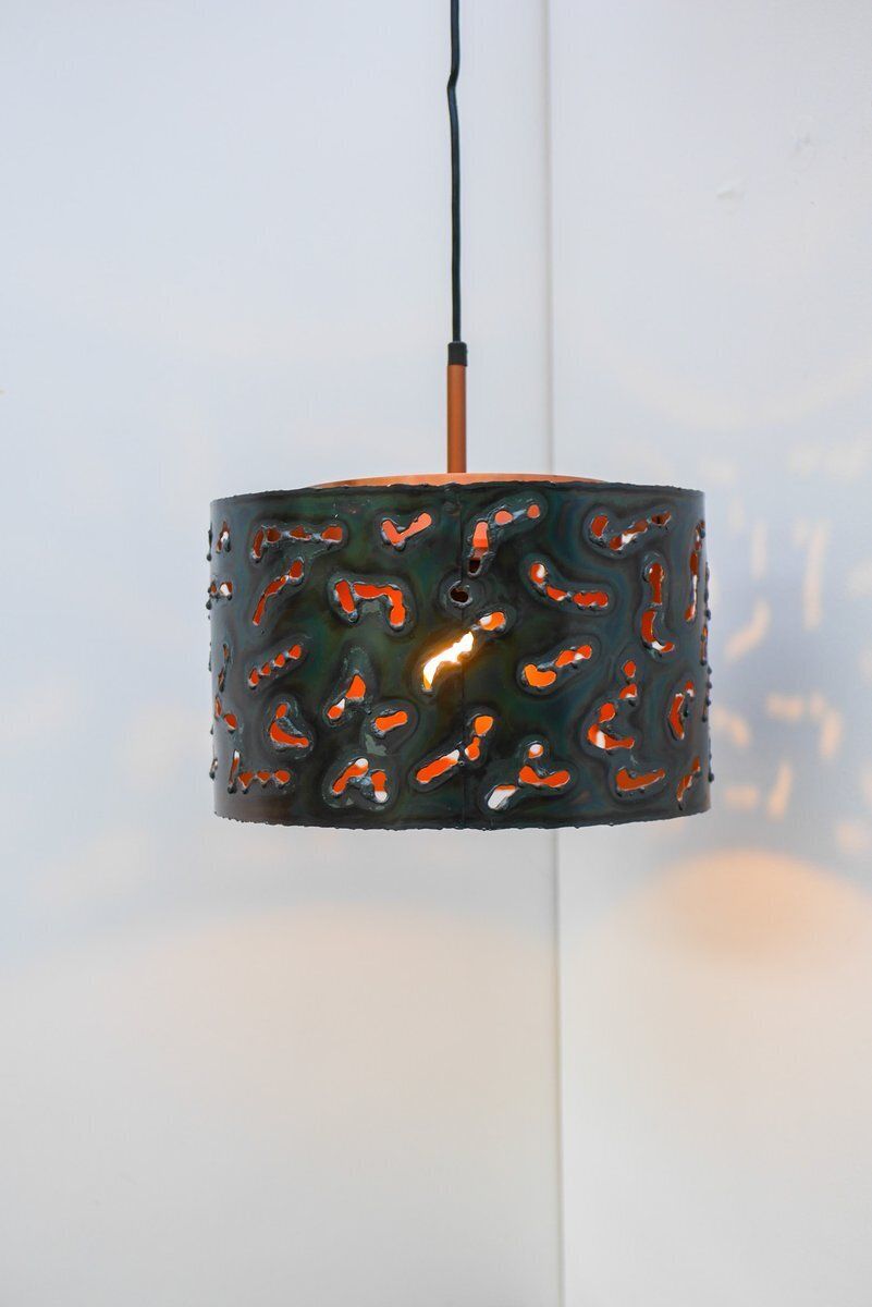 Brutalistische koperen hanglamp van Boréns, jaren 1970 photo vinterior