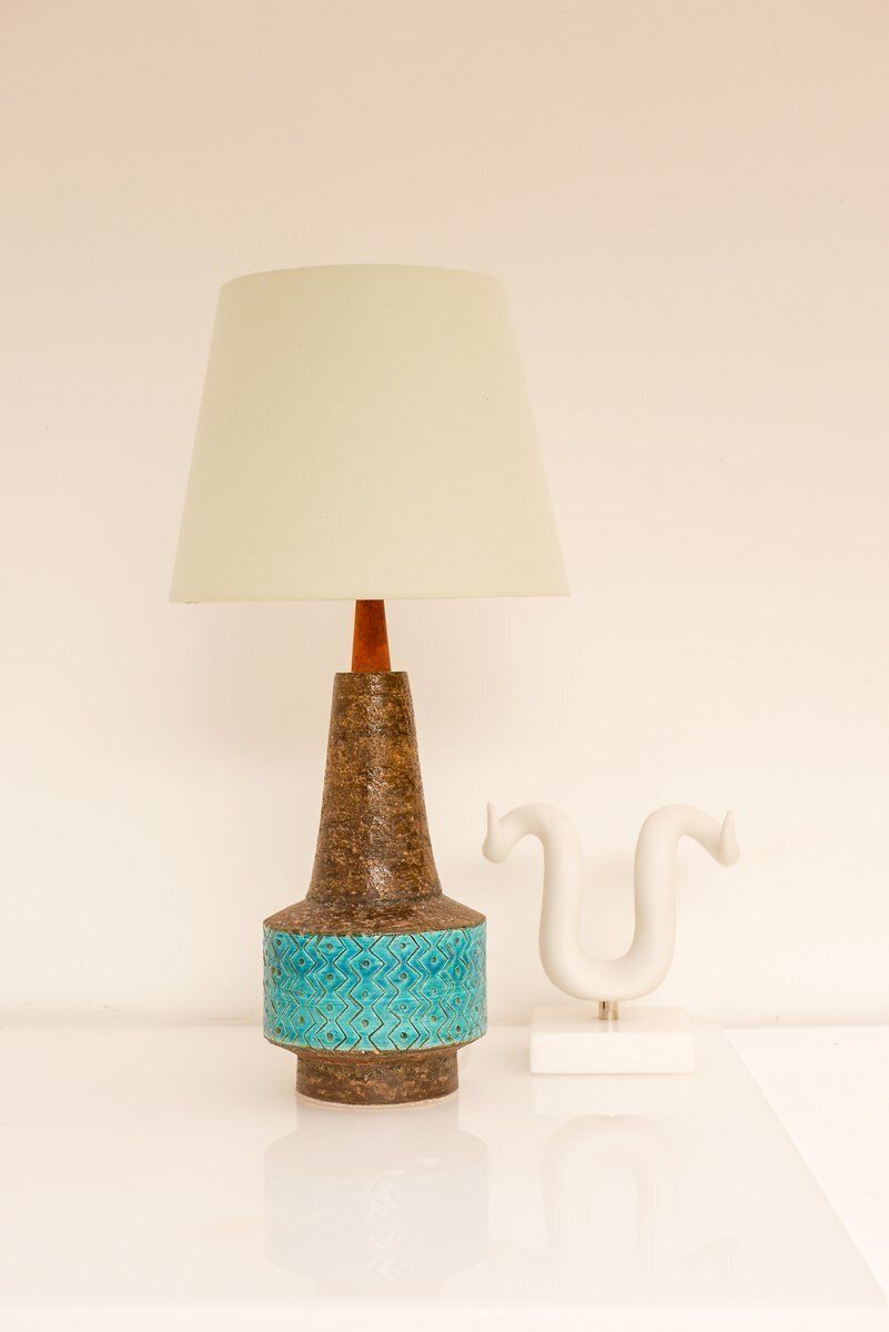 Bitossi Pottery Lamp In Rimini Blue Ceramic By Aldo Londi, Italy, 1970 photo 660.0