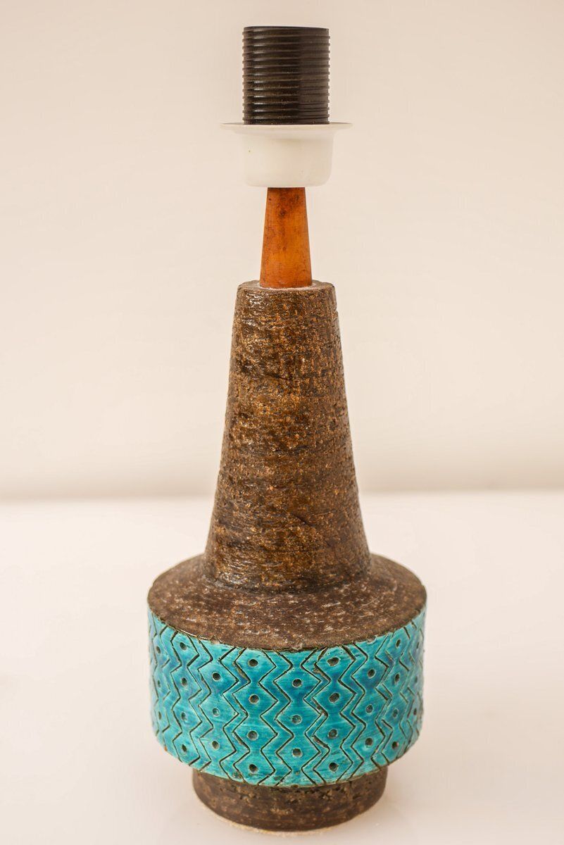 Bitossi Pottery Lamp In Rimini Blue Ceramic By Aldo Londi, Italy, 1970 photo buy