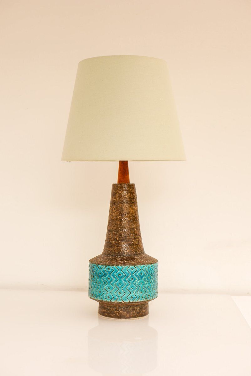 Bitossi Pottery Lamp In Rimini Blue Ceramic By Aldo Londi, Italy, 1970 photo vintage