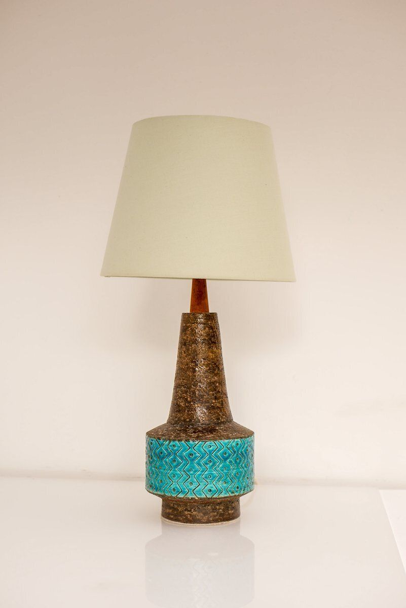 photo furniture Bitossi Pottery Lamp In Rimini Blue Ceramic By Aldo Londi, Italy, 1970