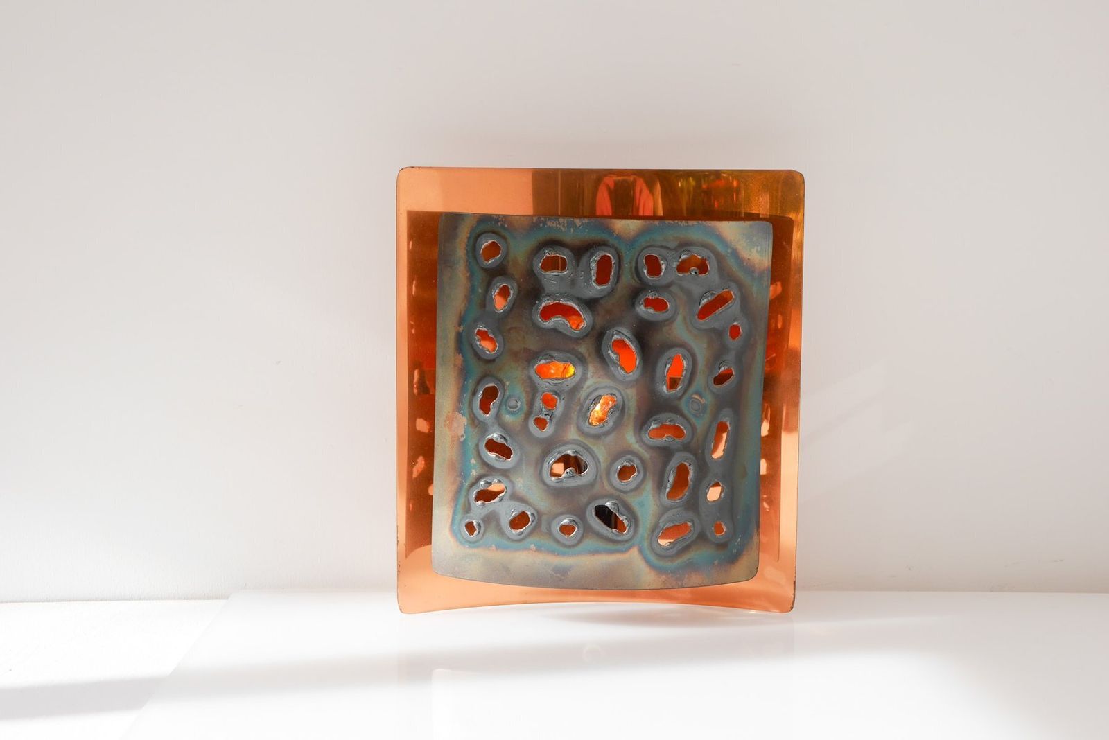 Vintage Brutalist Koperen Wandlamp van Boréns, jaren 1960 photo vintage