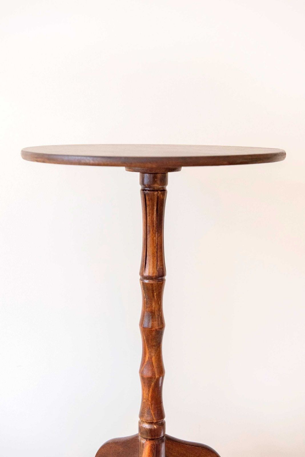 Antique Wooden Wine Table   Faux Bamboo Tripod Side Table   English Round Occasional Table photo for sale