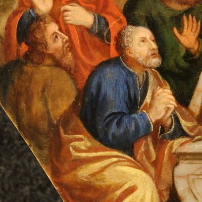 photo furniture Ancient Oil Painting On Marble From The 16th Century, Assumption Of The Virgin