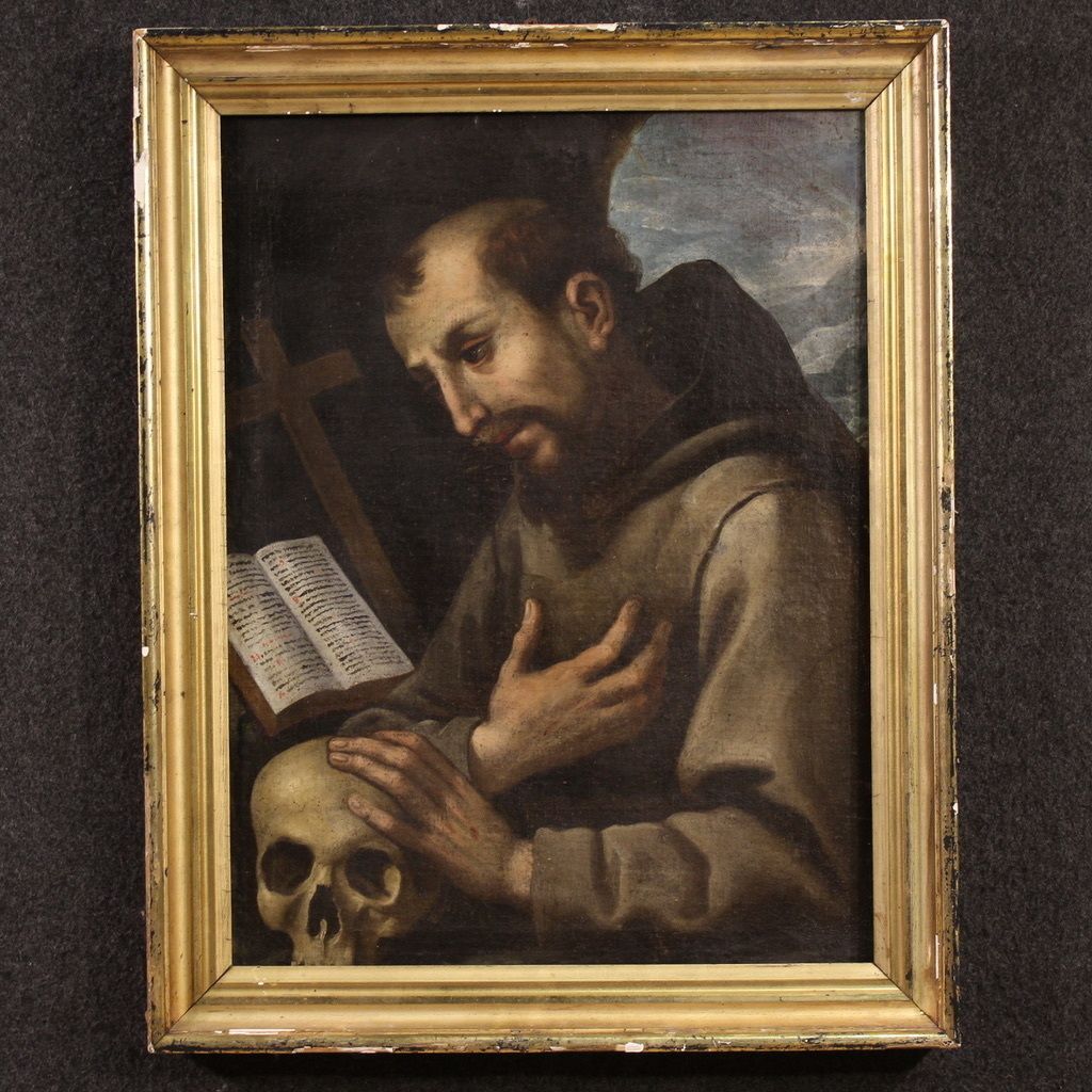 Peinture italienne du XVIIe siècle, saint François d'Assise