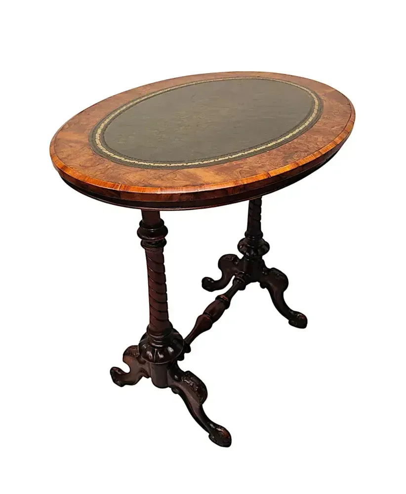 A Stunning 19th Century Neat Size Burr Walnut Lamp Or Occasional Table With Leather Insert photo furniture