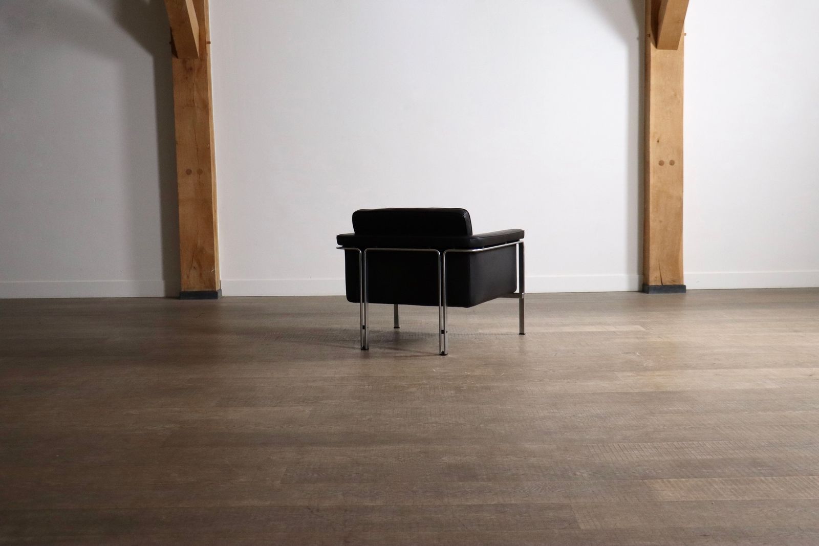 Horst Brüning Model 6912 Lounge Chair in Black Leather for Kill International, Germany 1967 photo vinterior