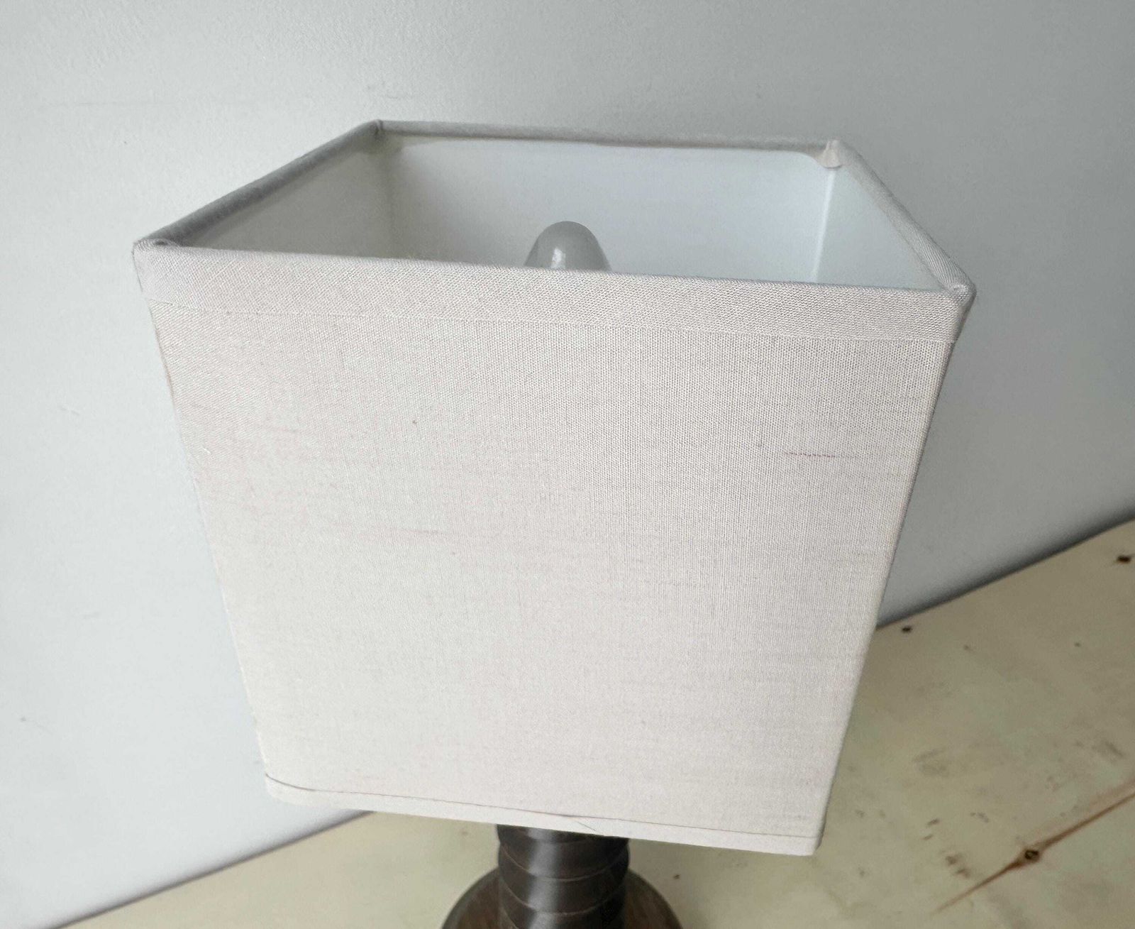 1950s French Turned Wood Table Lamp, Midcentury Rustic Lighting photo buy