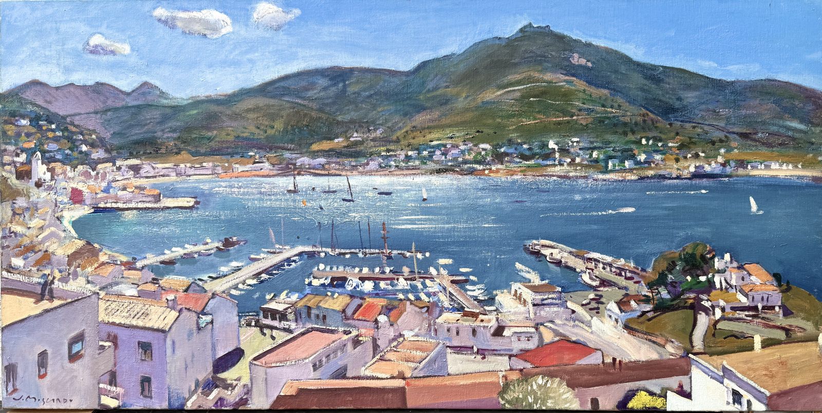 Josep Moscardo Mediterraan havengezicht van Port de la Selva, Catalaans kustlandschap Spanje 2013