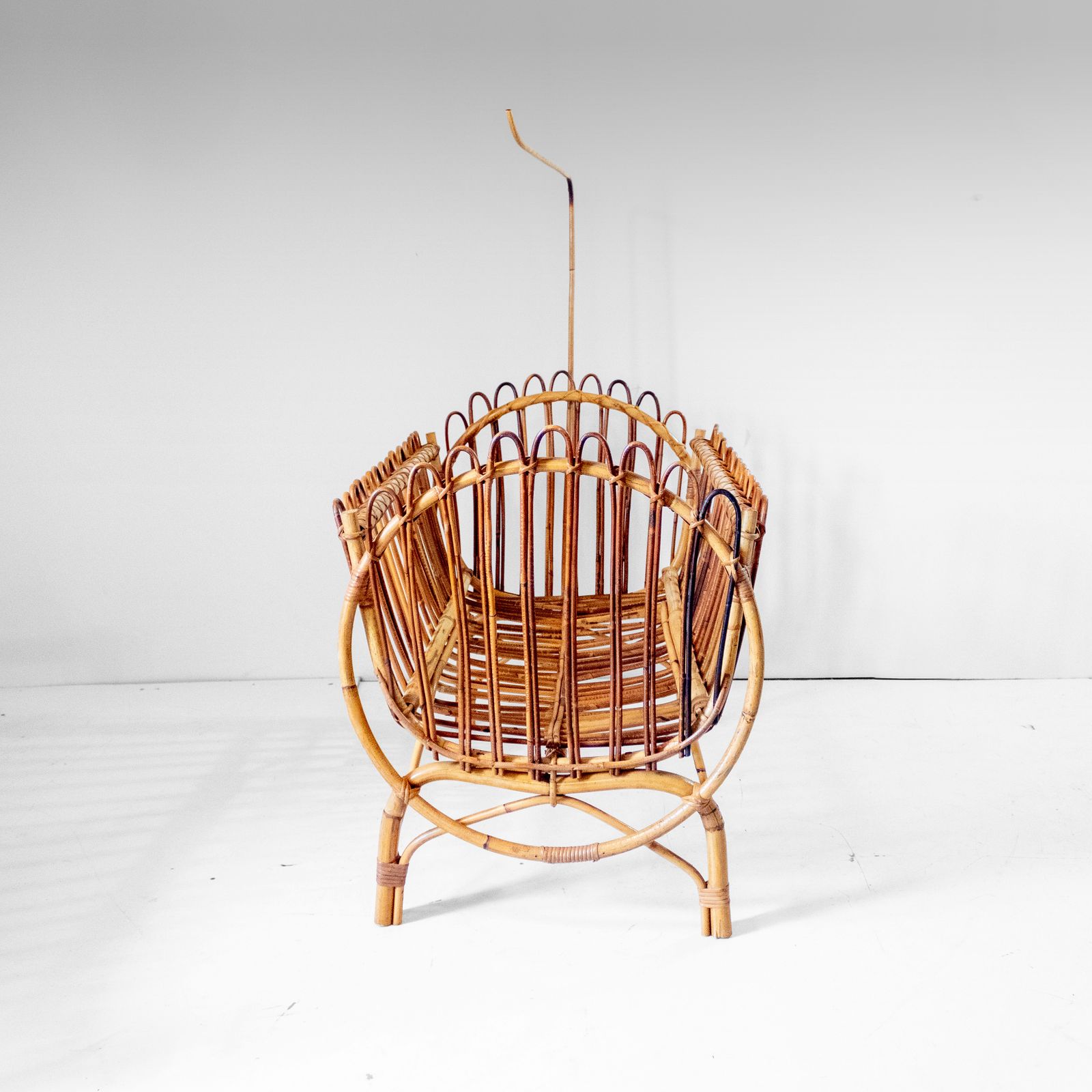 Mid  Century Modern Bamboo Baby Cradle, Bonacina Style, Italy 1960s photo Furniture