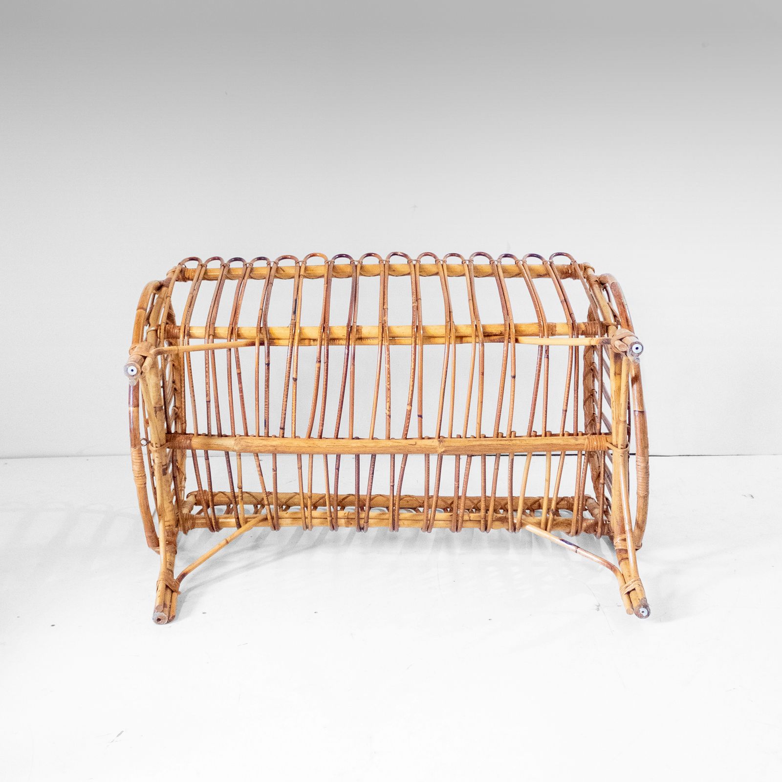 Mid-Century Modern Bamboo Baby Cradle, Bonacina Style, Italy 1960s photo vintage