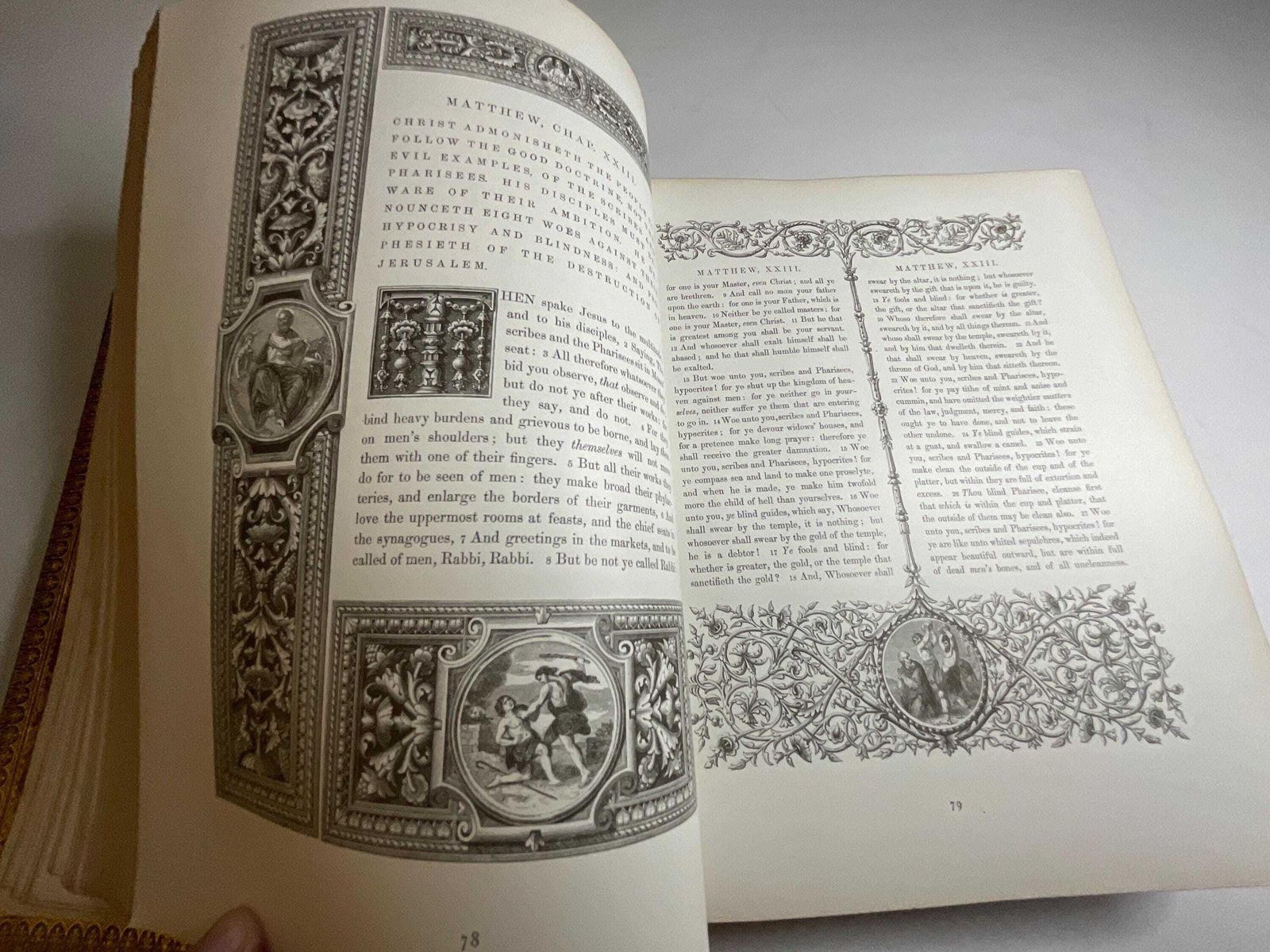 photo vintage Uitzonderlijk geïllustreerd Nieuw Testament uit 1865, Renaissance-meesterwerken, bijzondere luxebinding met provenance van Myers & Co.