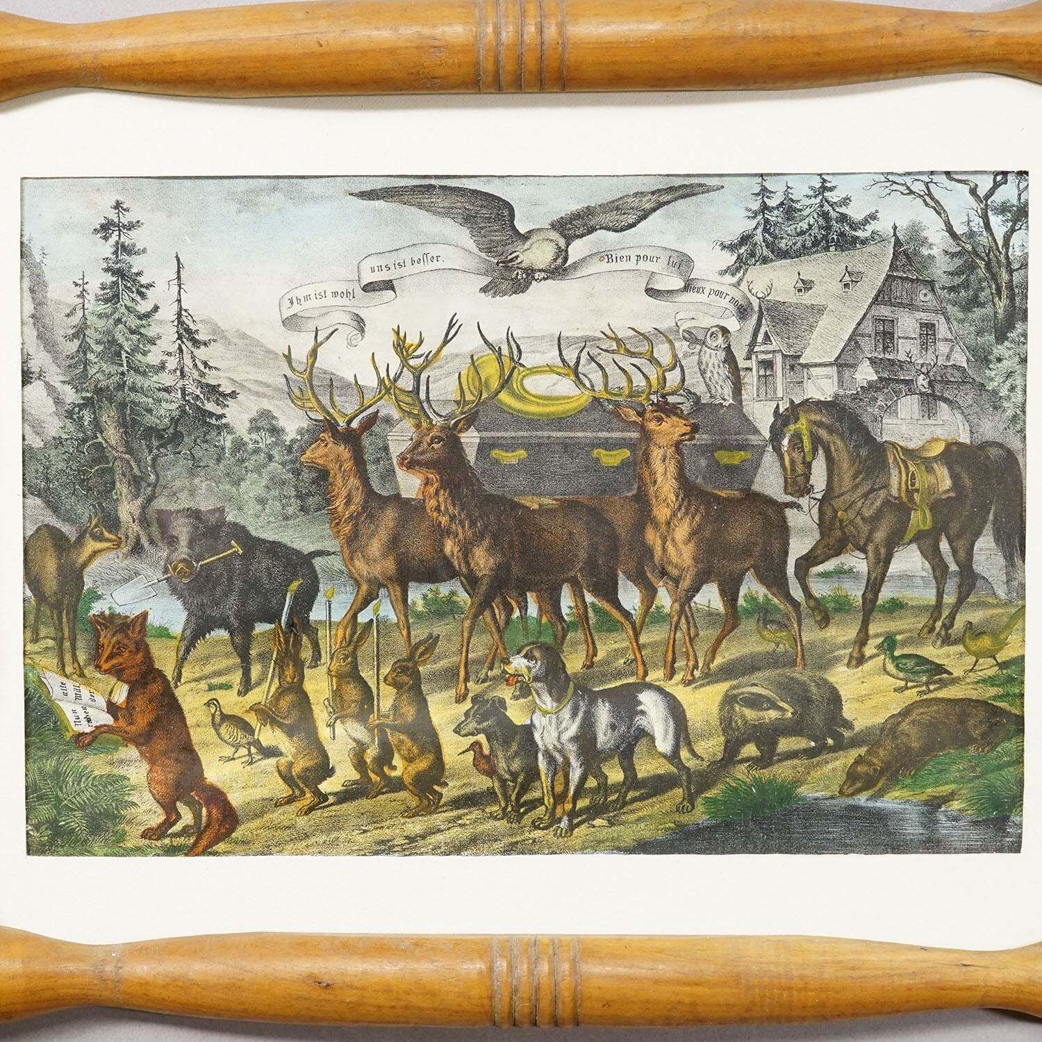 Antieke prent 'The Hunters Funeral', Duitsland eind 19e eeuw photo for sale