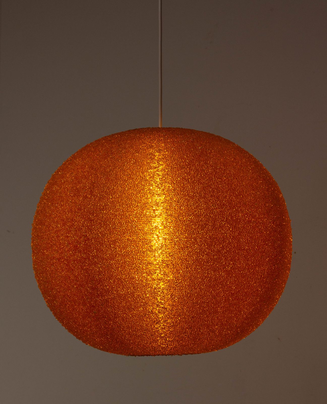 Franse plafondlamp, getextureerd oranje plexiglas, Space Age, ca. 1970 photo for sale