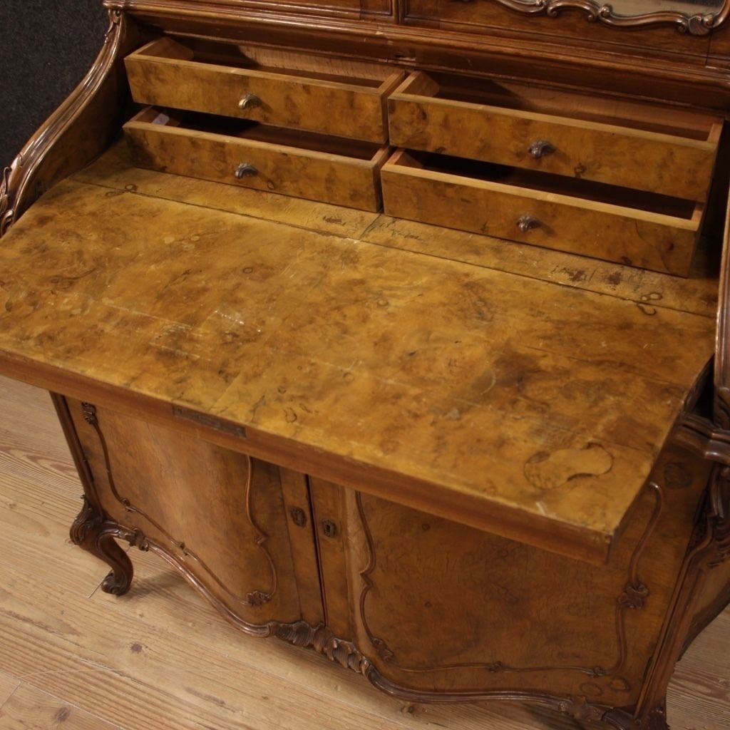 Italian Trumeau In Walnut, Burl And Beech From 20th Century photo Furniture
