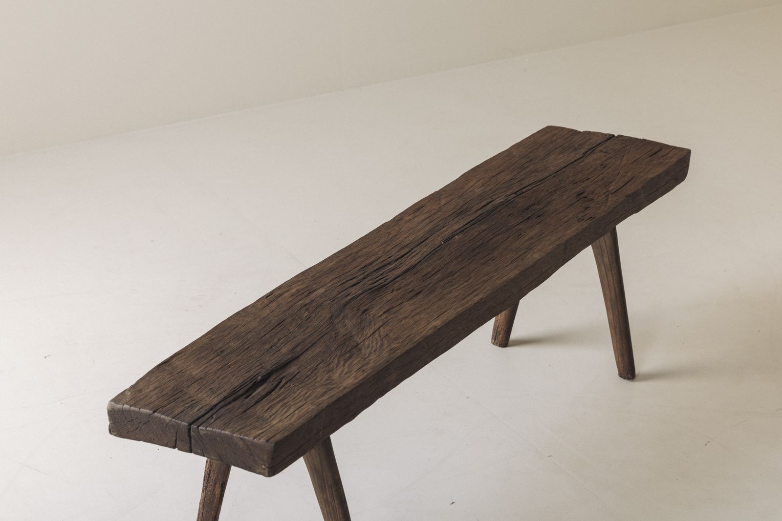 Primitive Rustic Bench In Oak From France, Early 20th Century photo for sale