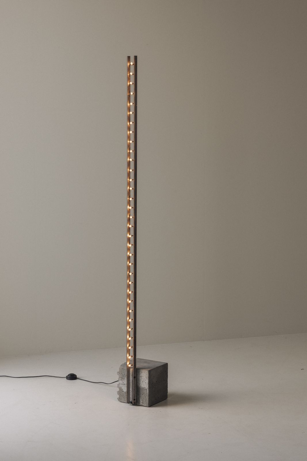 Lighting Sculptural Brutalist Floor Lamp In Concrete And Steel, 1980s. photo